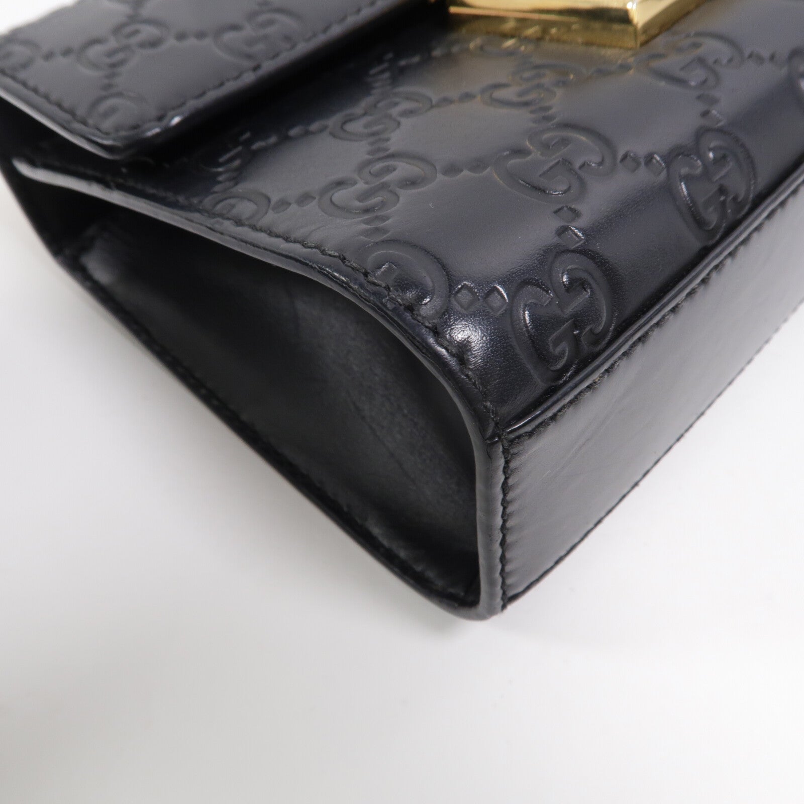GUCCI 牛皮皮革Padlock金扣鏈帶肩背袋