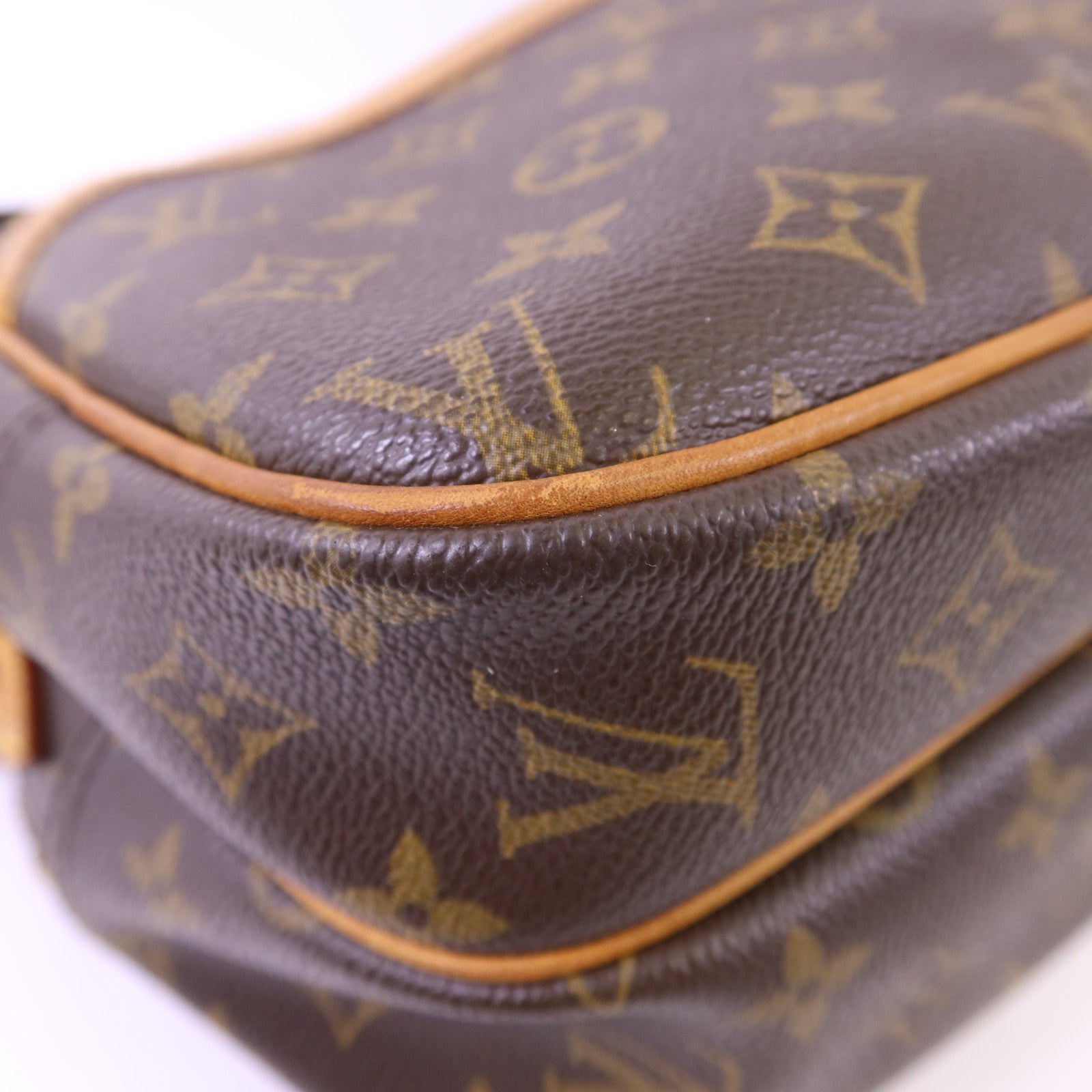 LOUIS VUITTON Monogram Reporter PM金扣肩背袋棕色