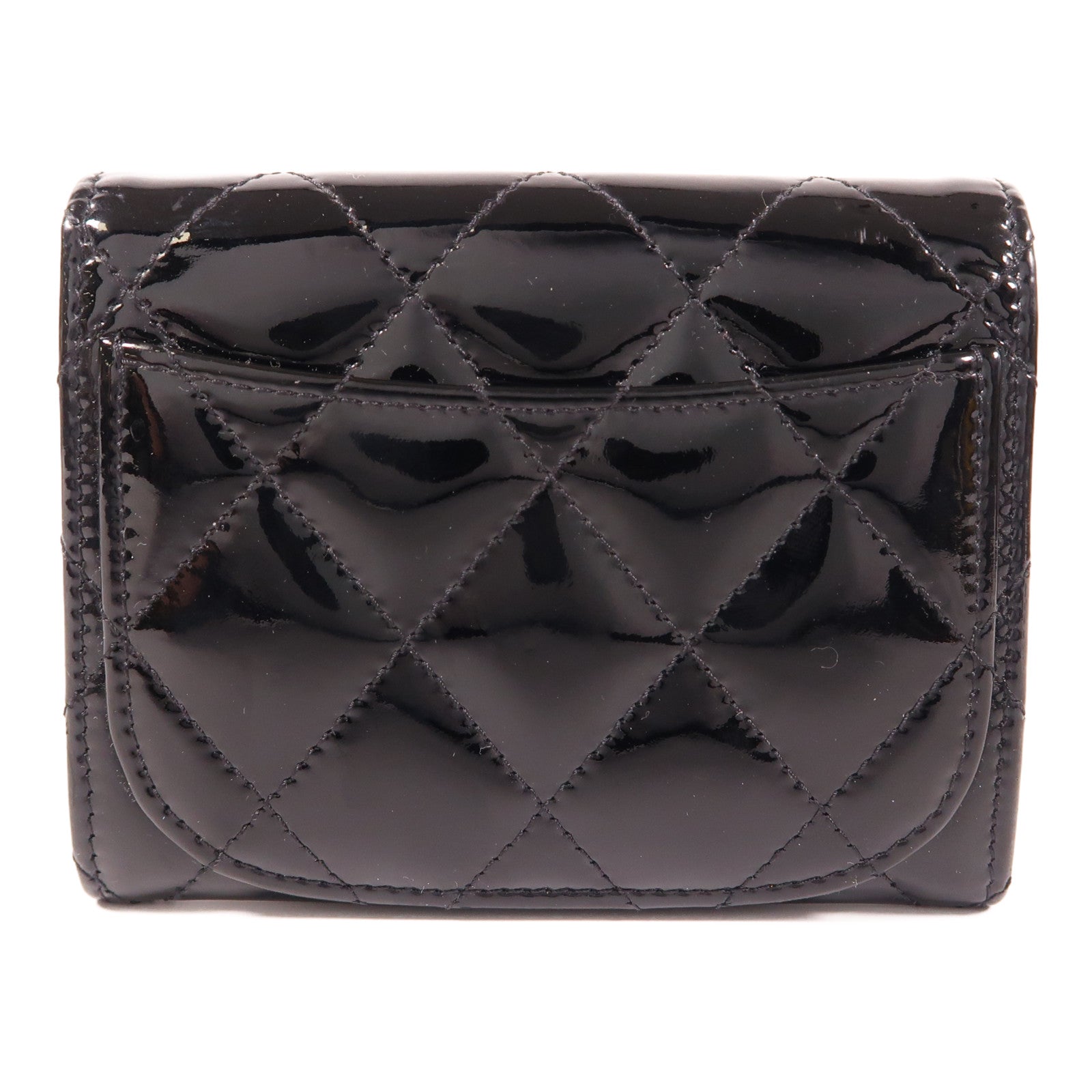 CHANEL 漆皮皮革Wallet銀扣錢包