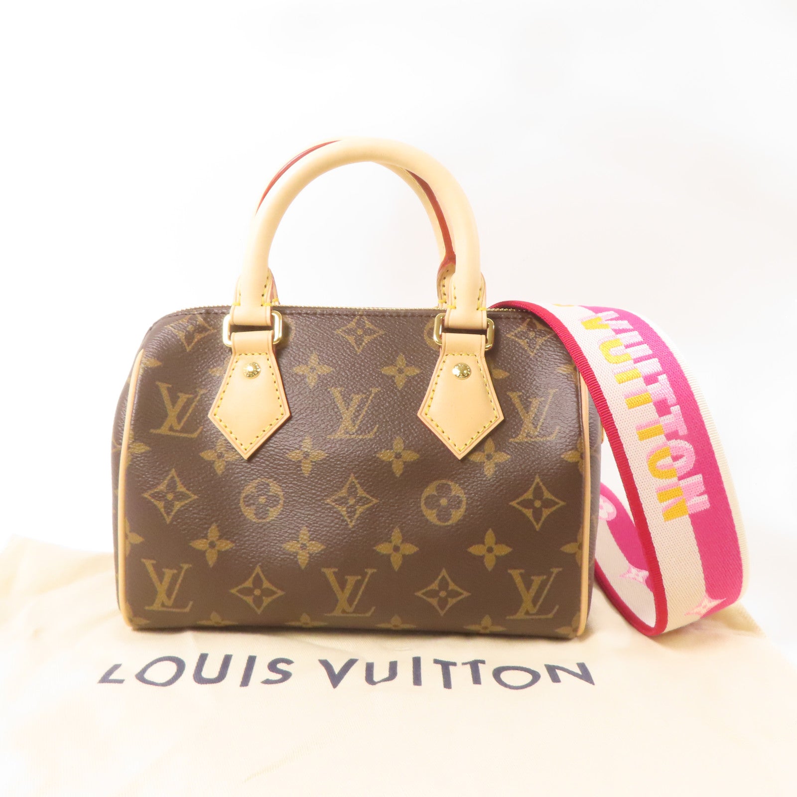 LOUIS VUITTON Monogram Speedy 20金扣手挽肩背兩用袋啡色