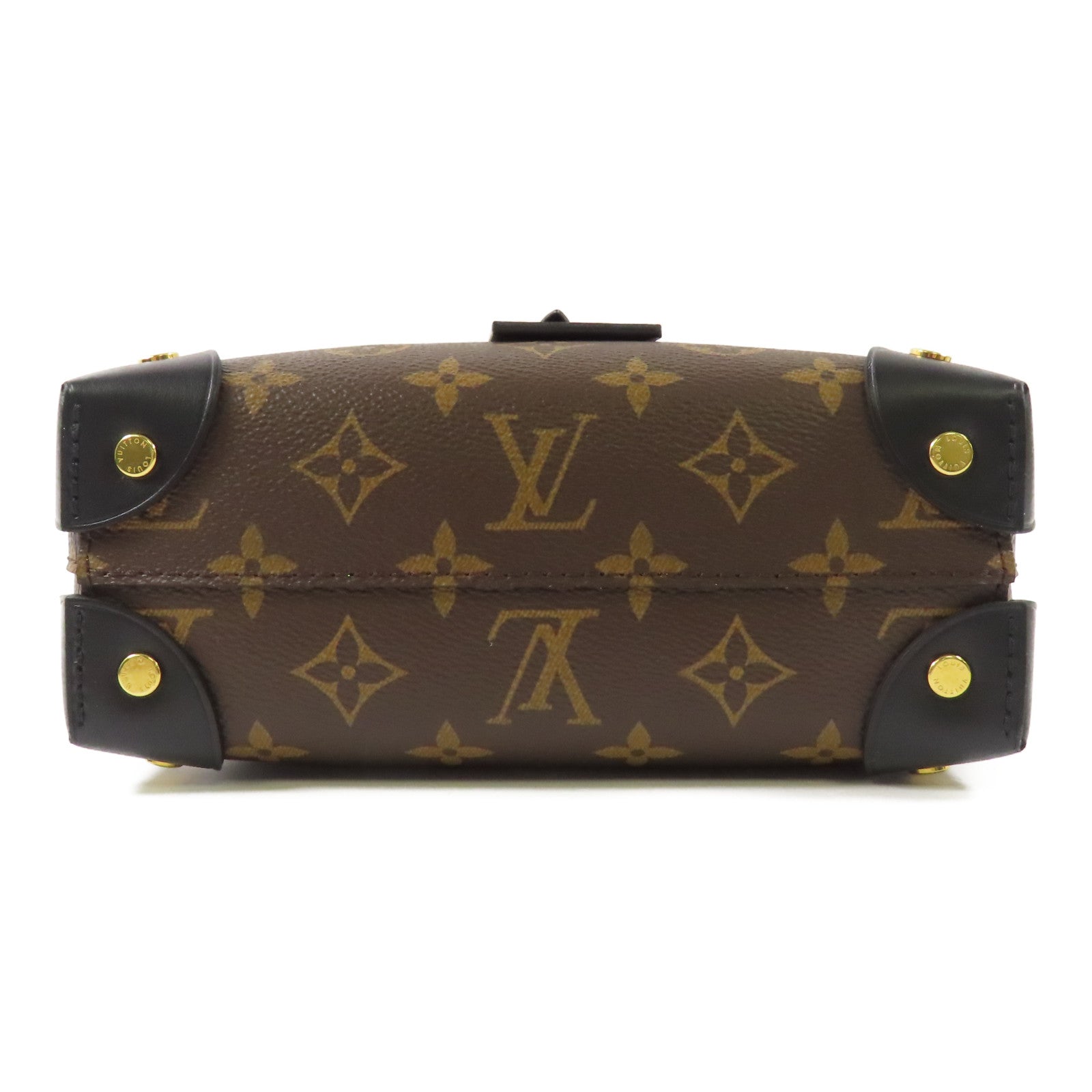 LOUIS VUITTON Monogram Petite Malle Souple金扣手挽肩背兩用袋棕色