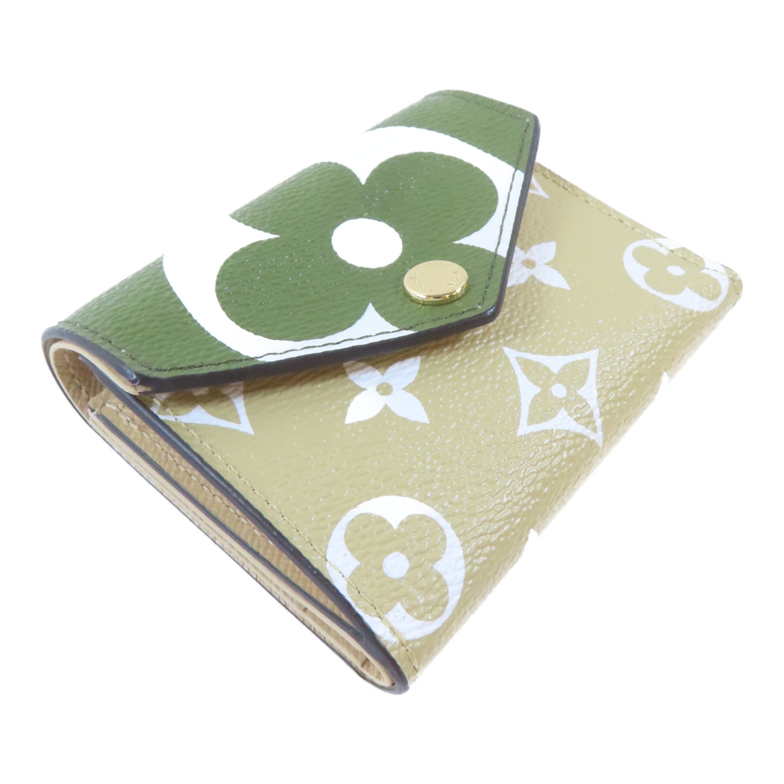 LOUIS VUITTON Monogram Giant Portefeuille Zoe金扣錢包卡其色/綠色