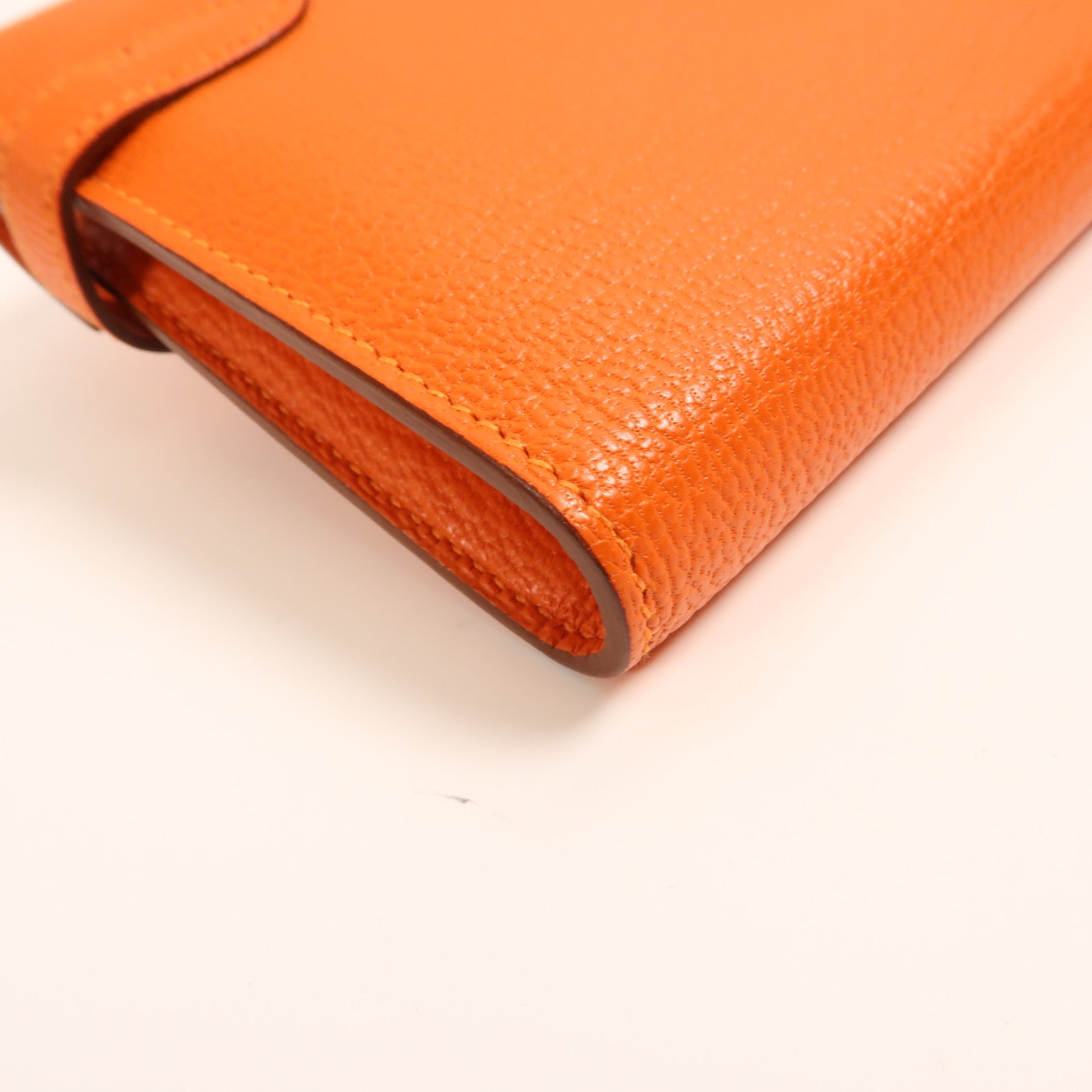 HERMES Chevre皮革Kelly Long Wallet金扣長錢包Feu