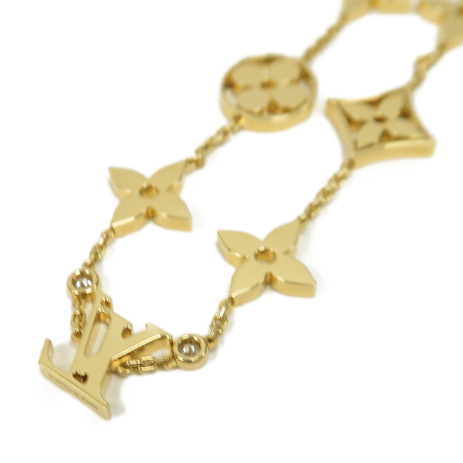 LOUIS VUITTON 18K黃金/0.08ct鑽石Idylle Blossom Monogram手鏈金色