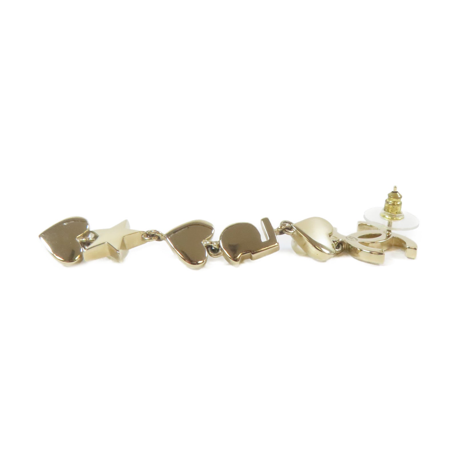 CHANEL 金屬/PVC Earrings金色/白色