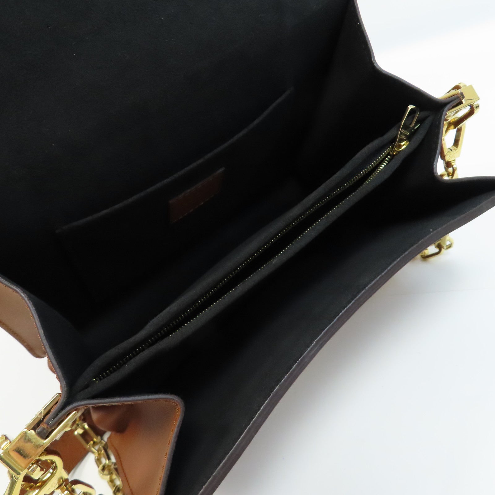 LOUIS VUITTON Monogram Reverse Dauphine MM金扣肩背袋啡色