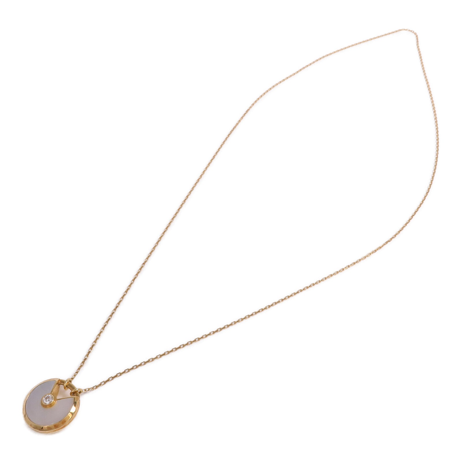 CARTIER 18K黃金Amulette de Cartier鑽石/珍珠母貝項鍊