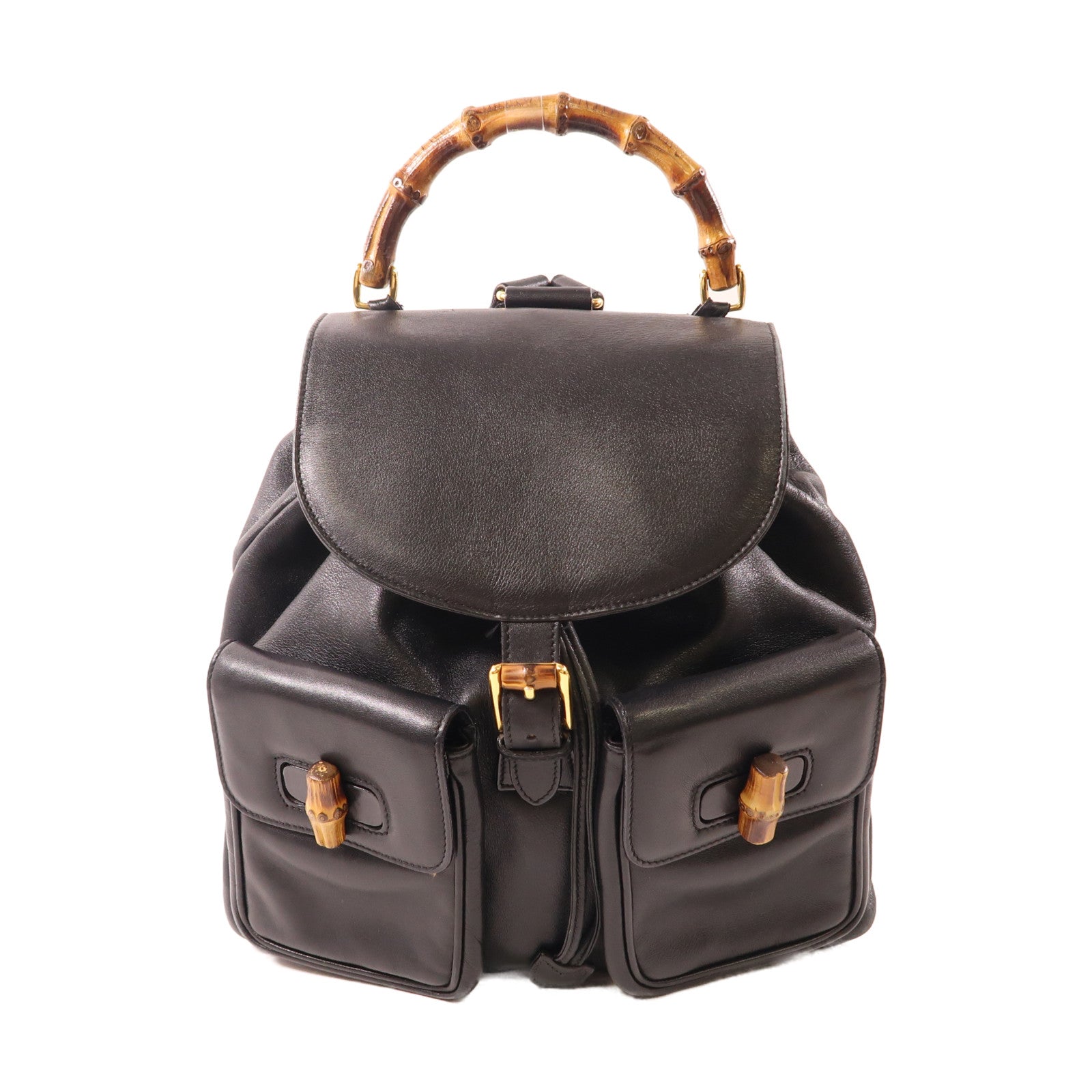 GUCCI 皮革Bamboo Backpack金扣背包