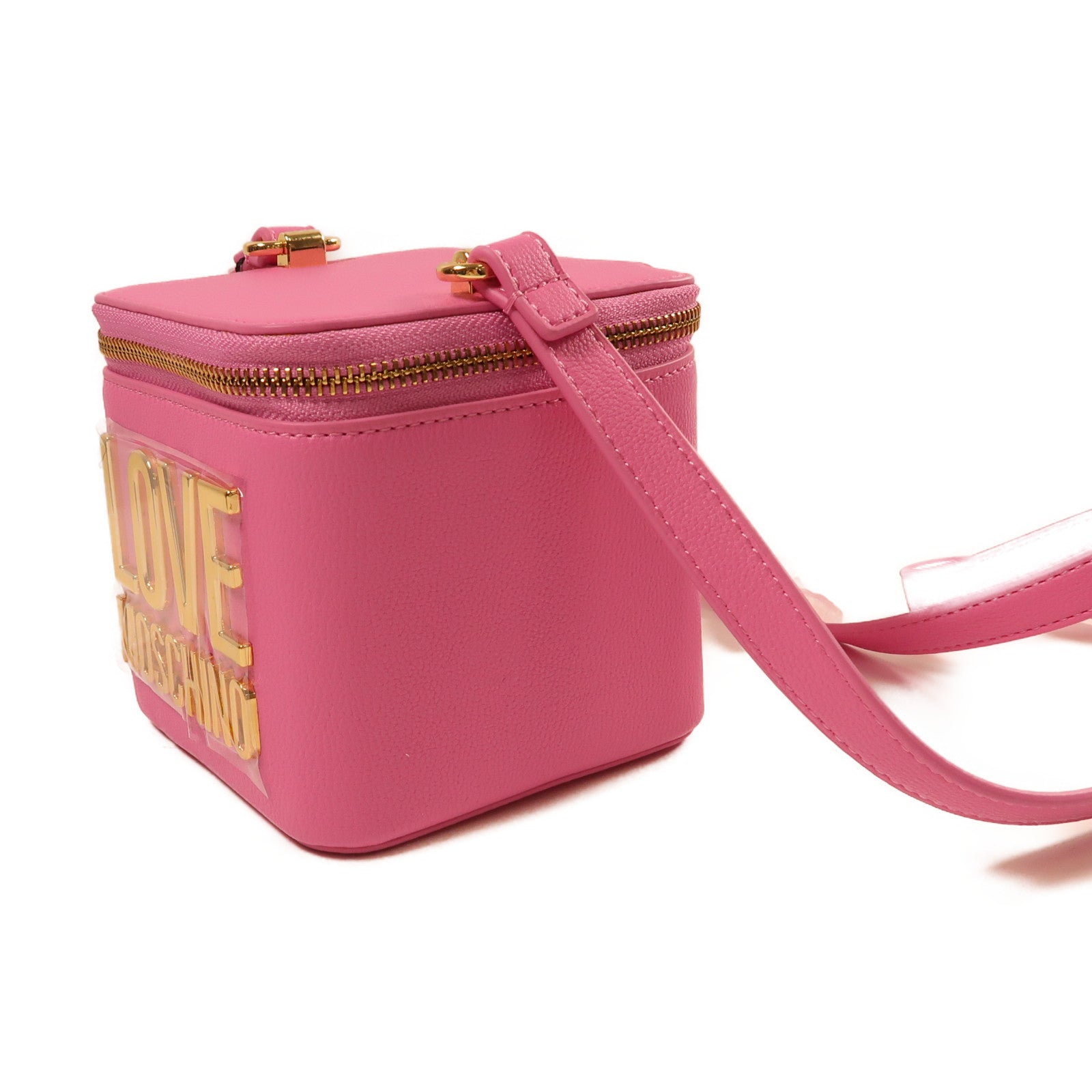 MOSCHINO 皮革Shoulder Bag金扣肩背袋粉紅色