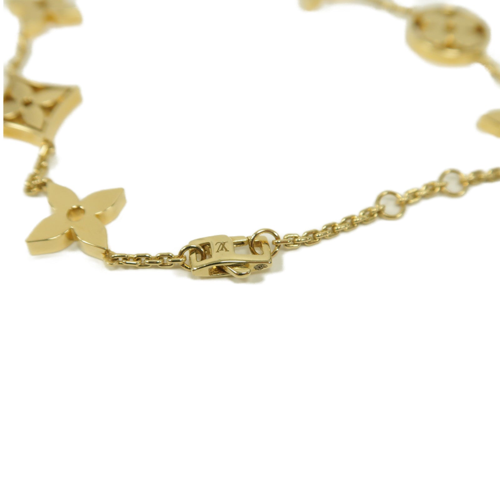 LOUIS VUITTON 18K黃金/0.08ct鑽石Idylle Blossom Monogram手鏈金色