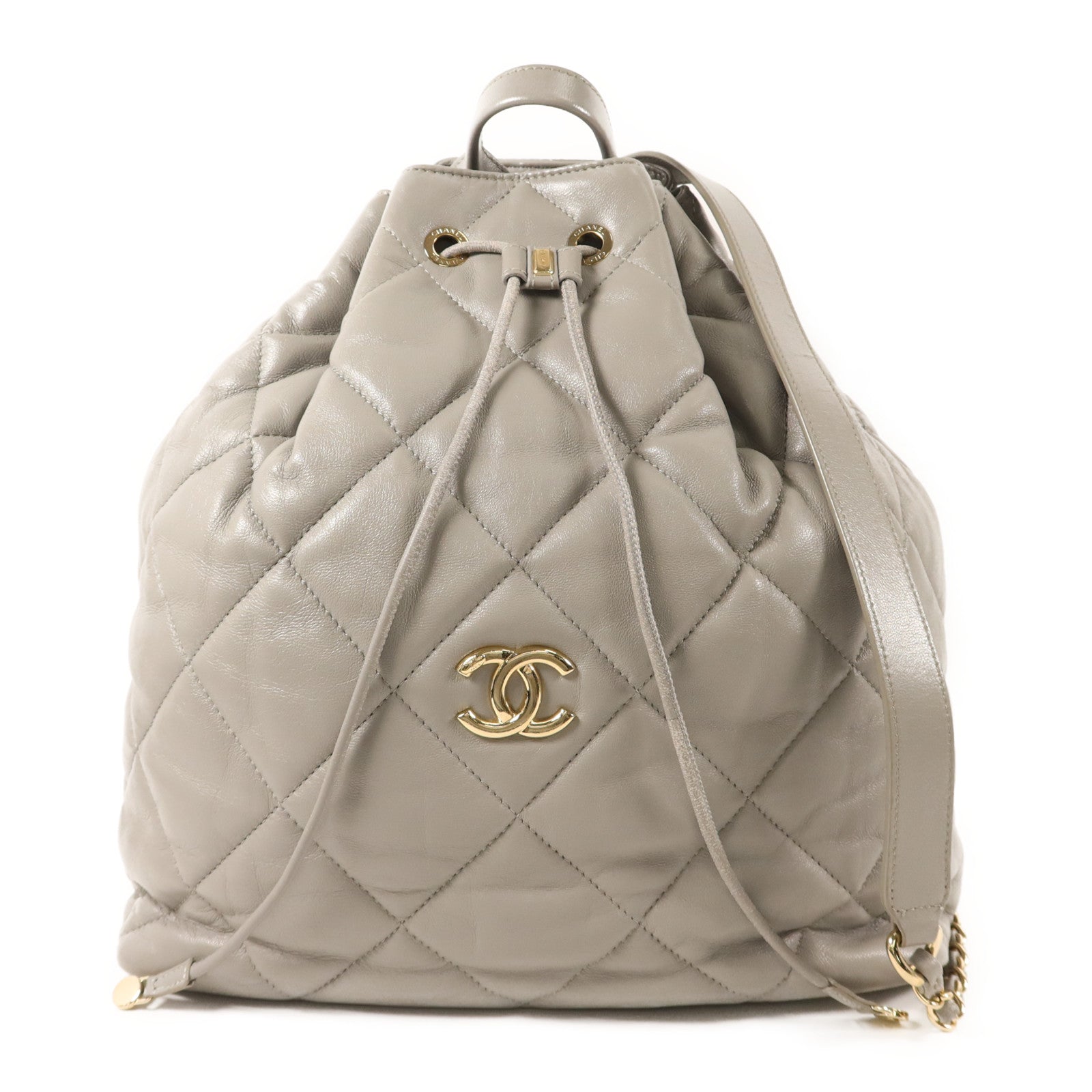 CHANEL 羊皮皮革Backpack金扣背包