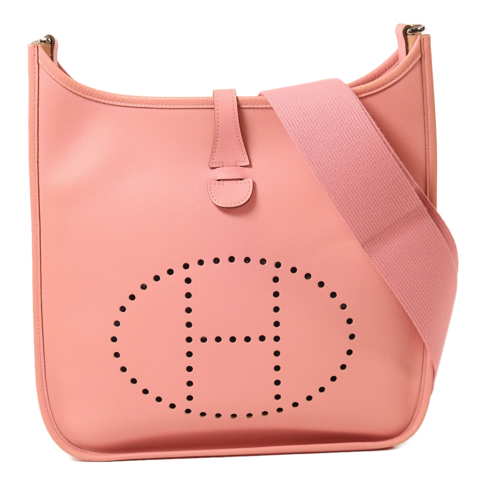 HERMES Epsom皮革Evelyne PM 肩背袋Rose Confetti
