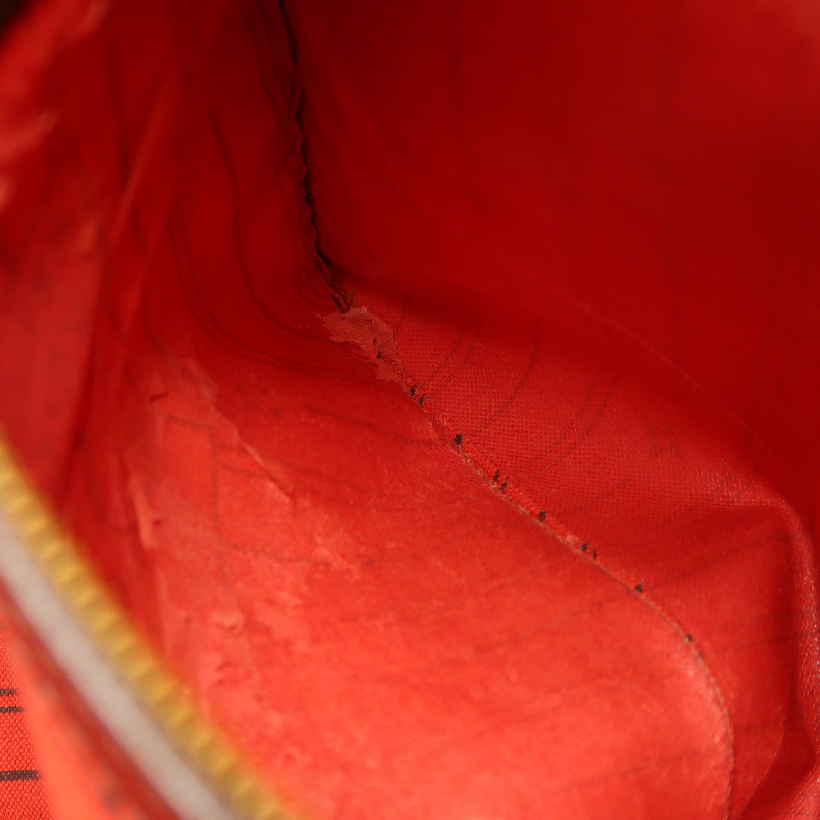 LOUIS VUITTON Damier Neverfull MM金扣手挽袋棕色