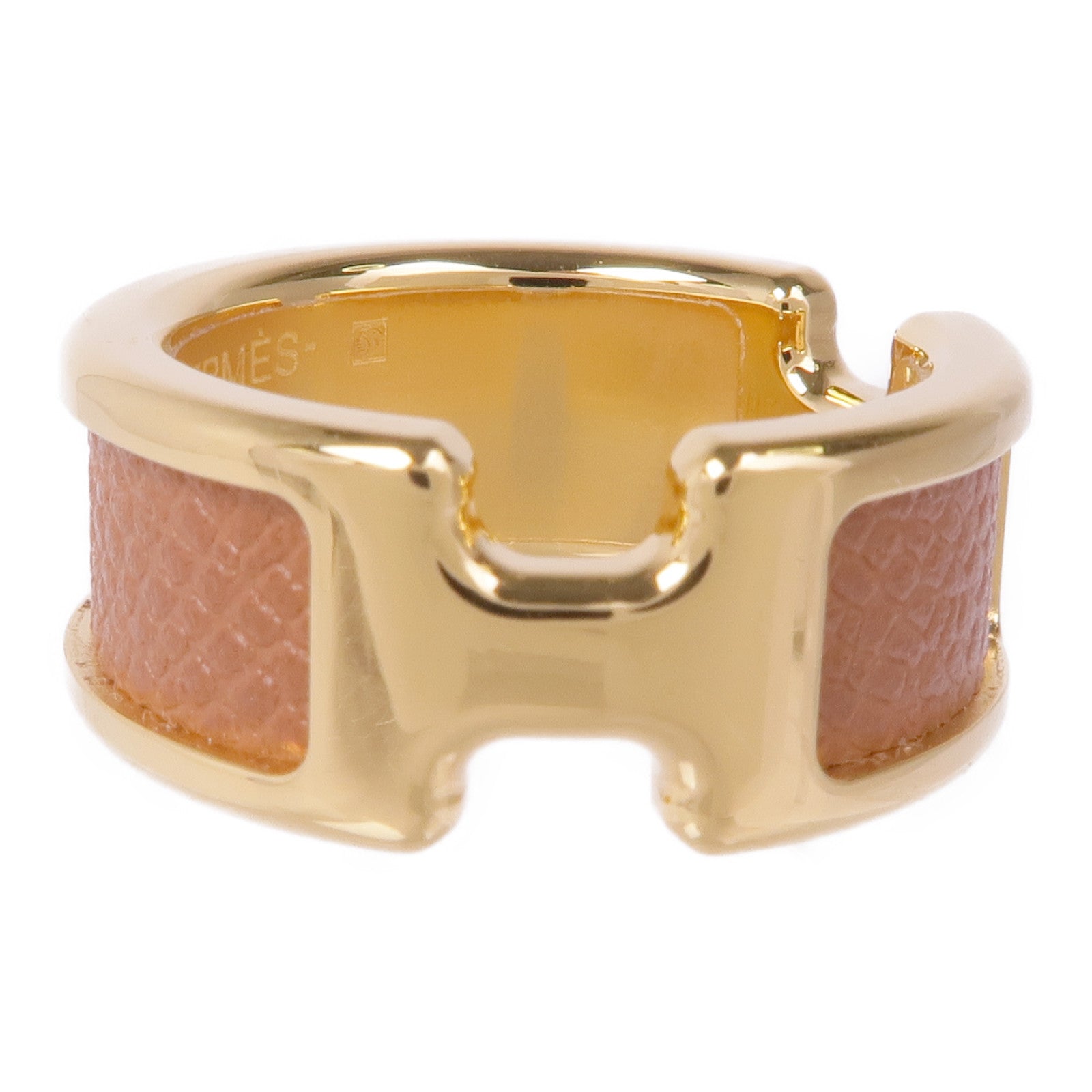 HERMES 金屬/Epsom皮革Olympe Ring戒指US#6.5 Etoupe