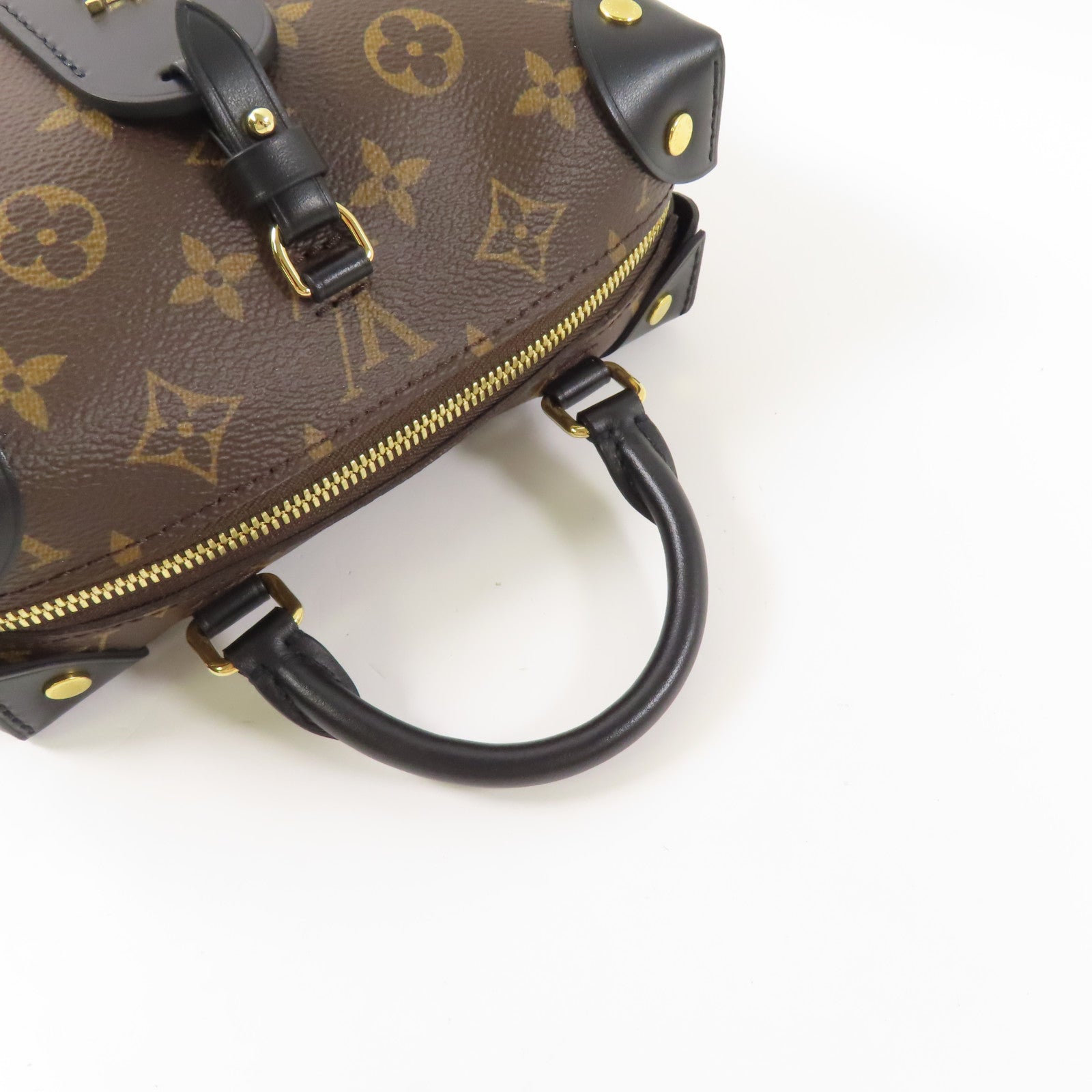 LOUIS VUITTON Monogram Petite Malle Souple金扣手挽肩背兩用袋棕色