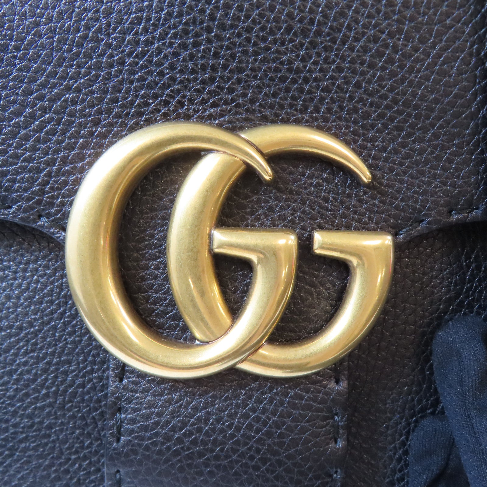 GUCCI 牛皮皮革GG Marmont金扣手挽肩背兩用袋黑色