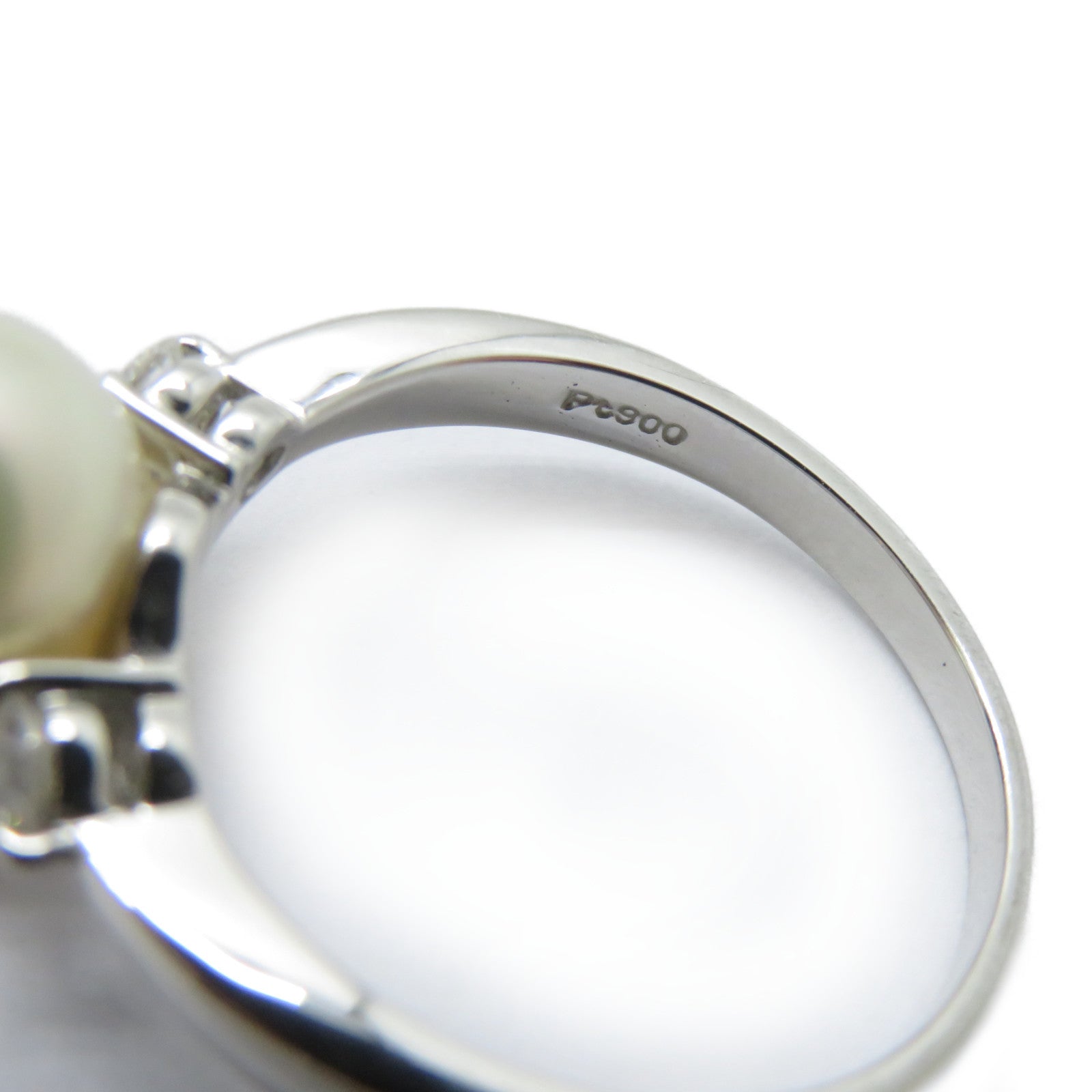 JEWELRY 【激減優惠】PT900鉑金Pearl Ring珍珠鑚石戒指US#6.5