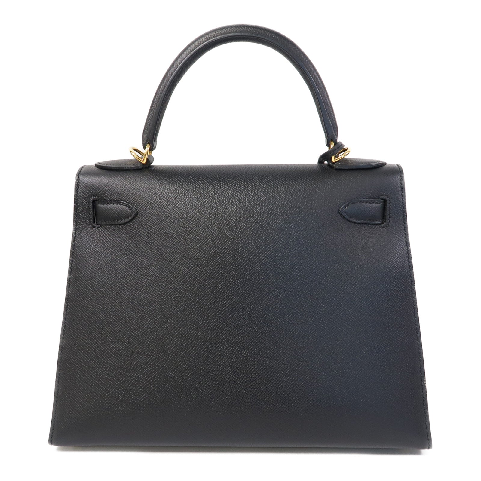 HERMES Epsom皮革Kelly 28金扣手挽肩背兩用袋Noir/黑色