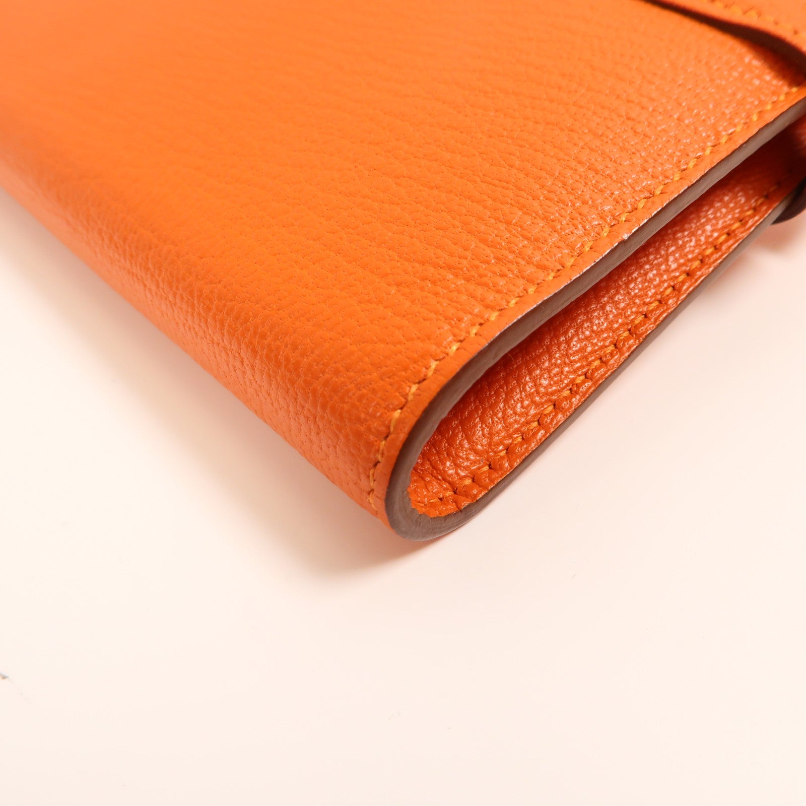 HERMES Chevre皮革Kelly Long Wallet金扣長錢包Feu