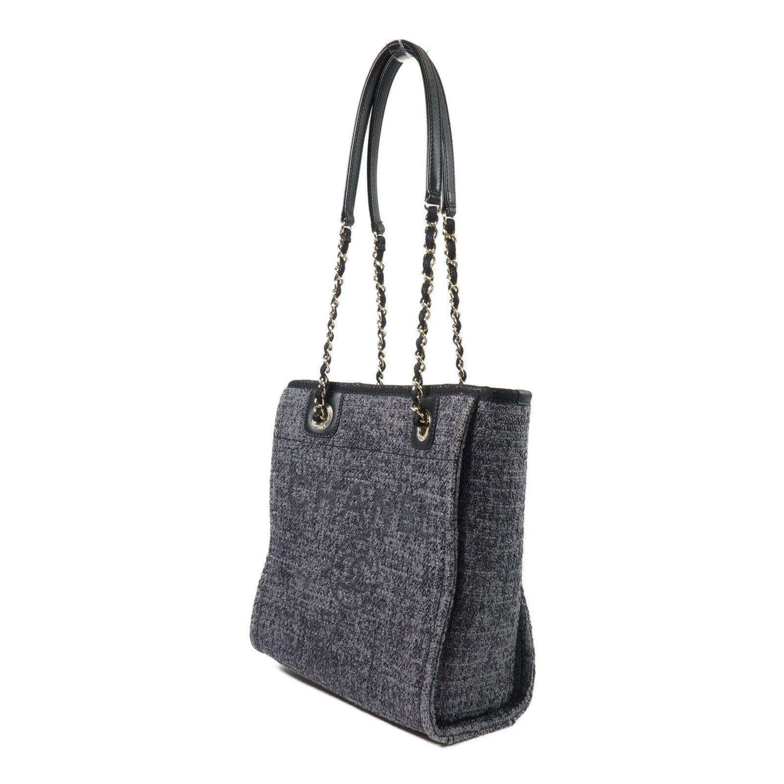 CHANEL 帆布Deaville Tote Bag鏈帶肩背袋