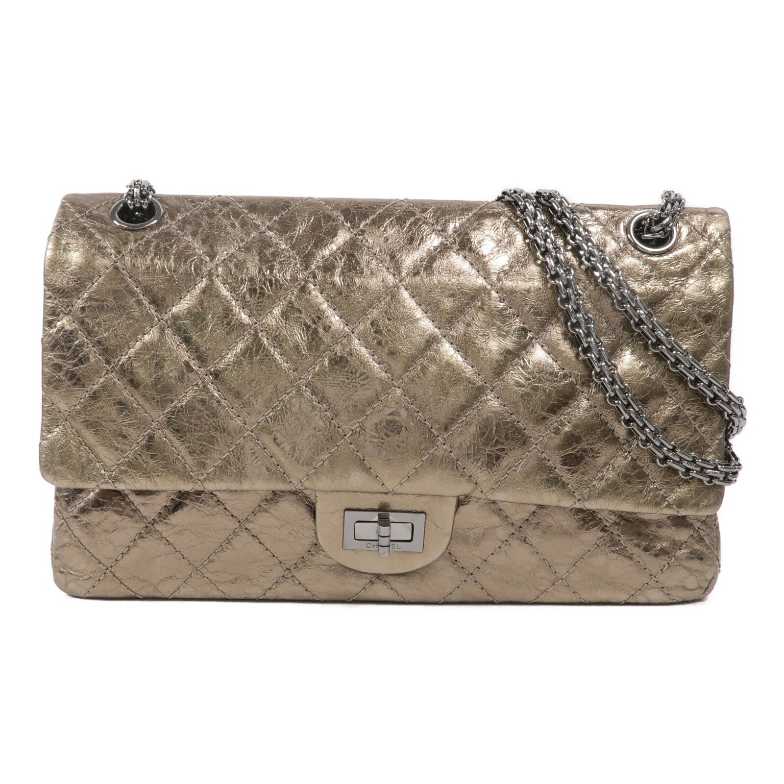 CHANEL 牛皮皮革2.55 Medium鏈帶肩背袋
