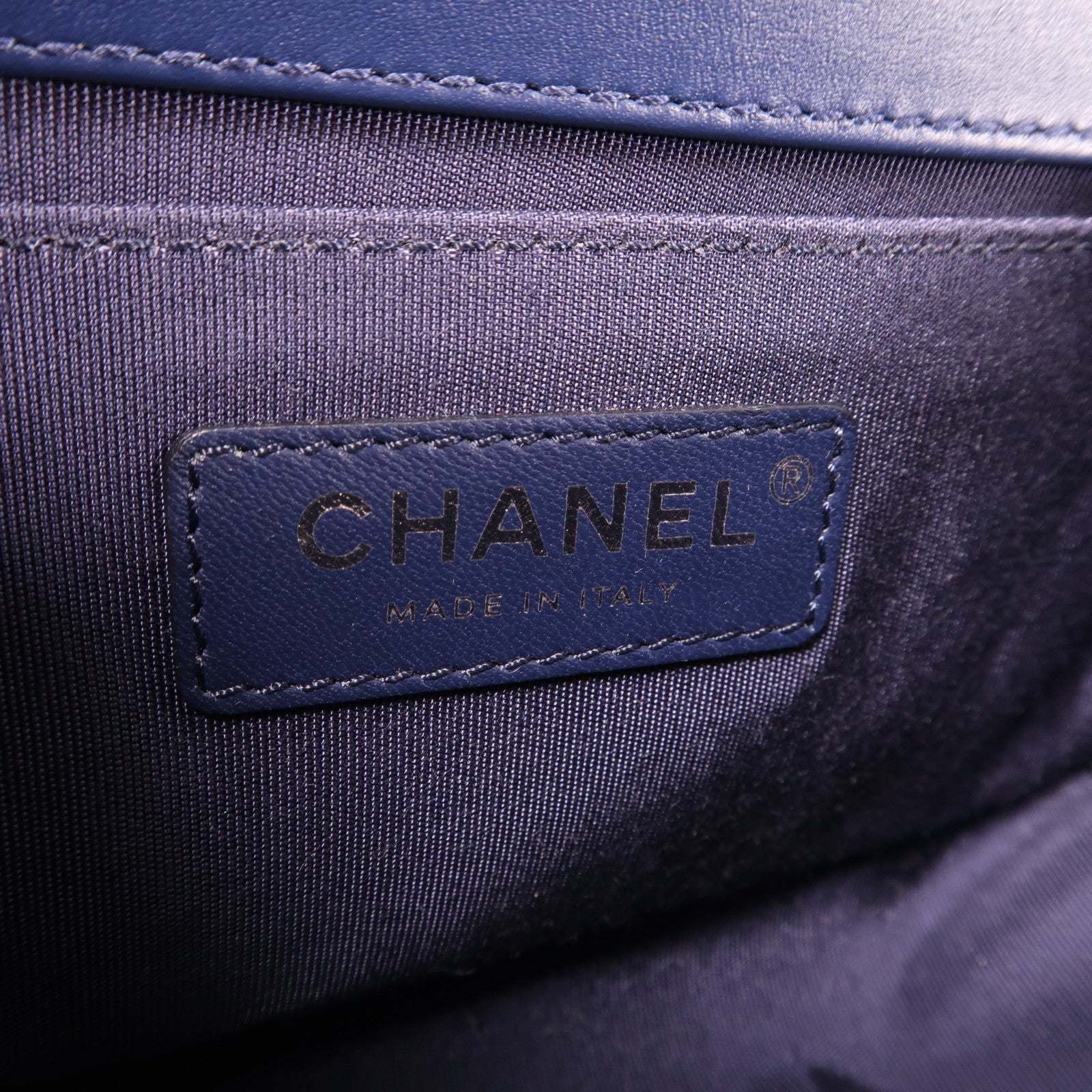 CHANEL 【激減優惠】斜紋牛皮皮革Boy 20銀扣鏈帶肩背袋藍色