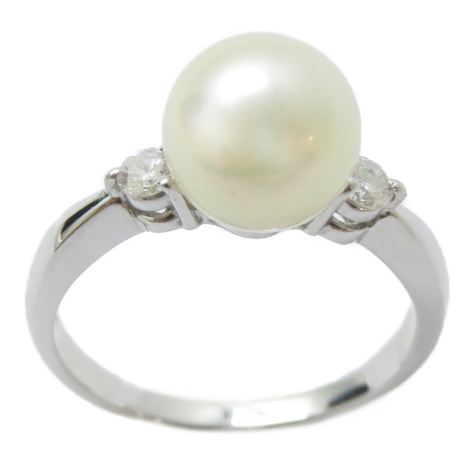 JEWELRY 【激減優惠】PT900鉑金Pearl Ring珍珠鑚石戒指US#6.5
