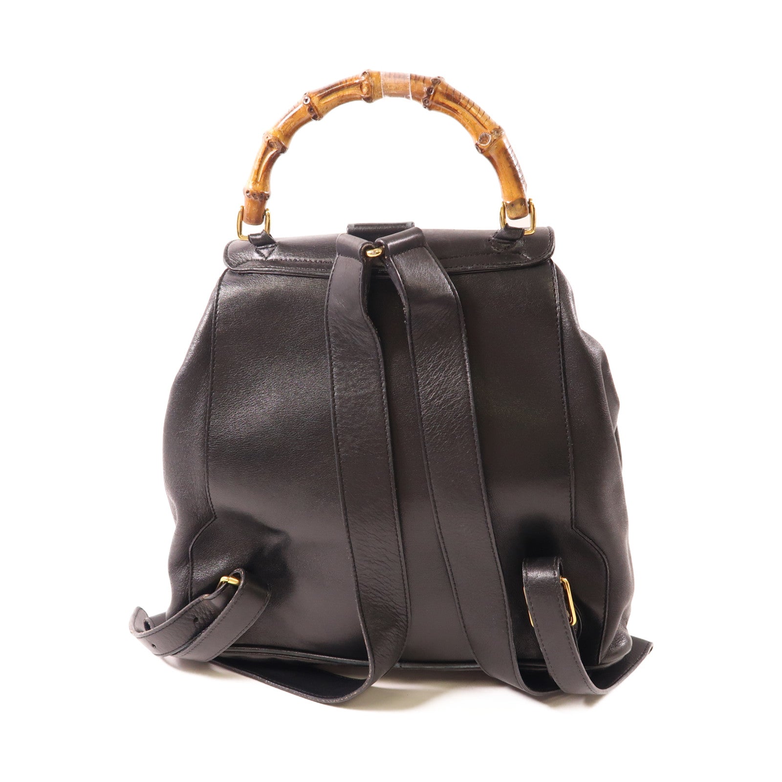 GUCCI 皮革Bamboo Backpack金扣背包
