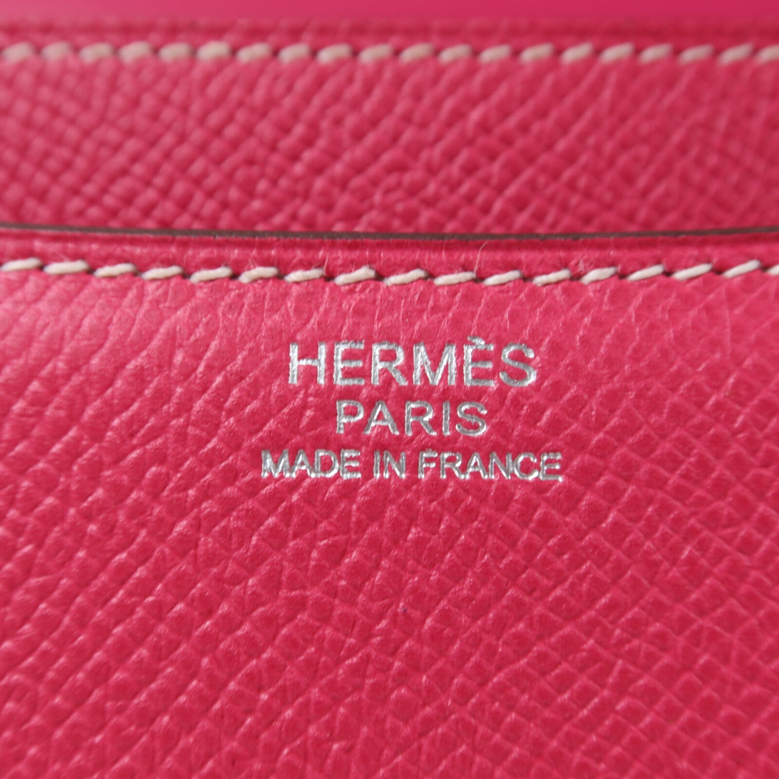 HERMES 【激減優惠】Epsom皮革Constance 24銀扣肩背袋Rose Tyrien