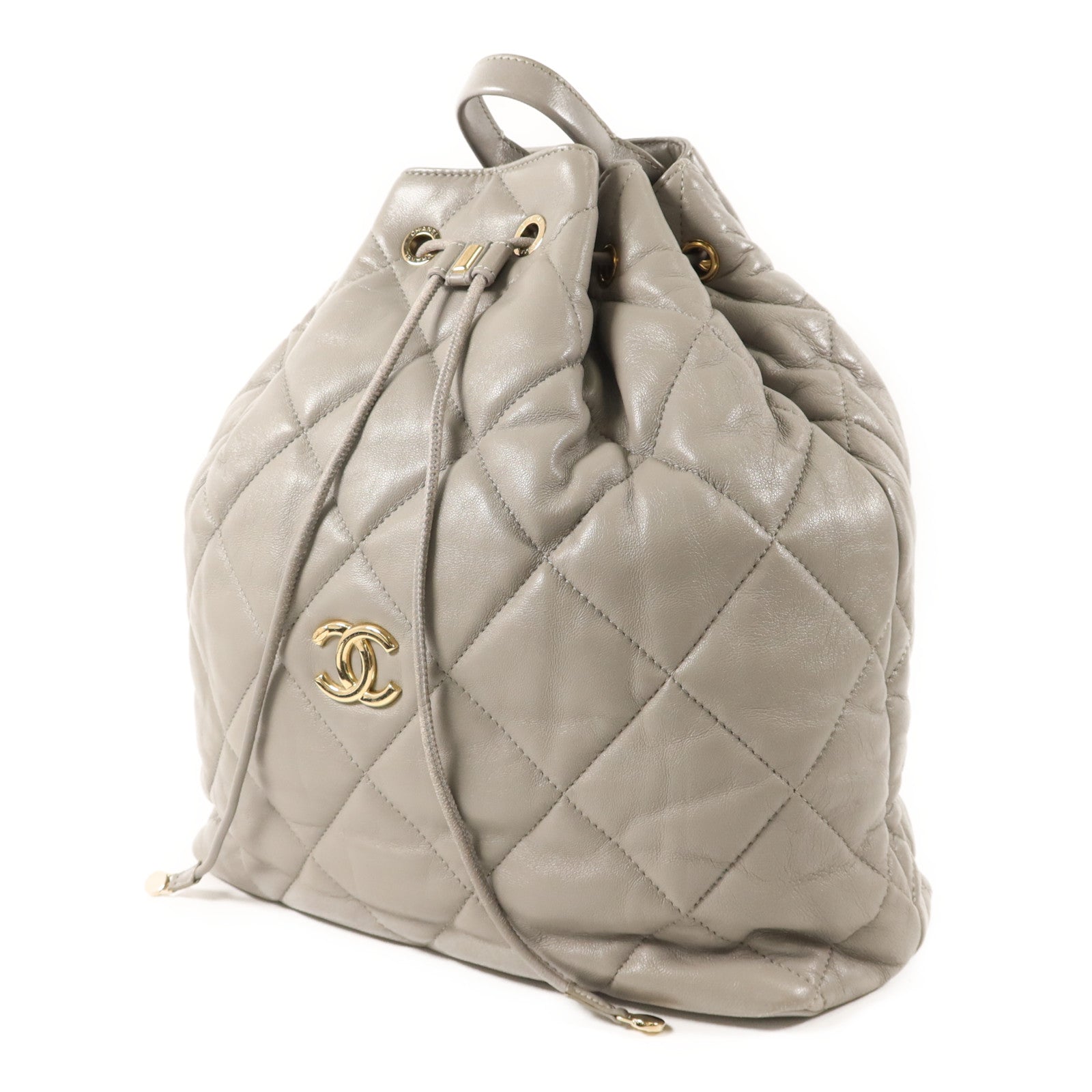 CHANEL 羊皮皮革Backpack金扣背包