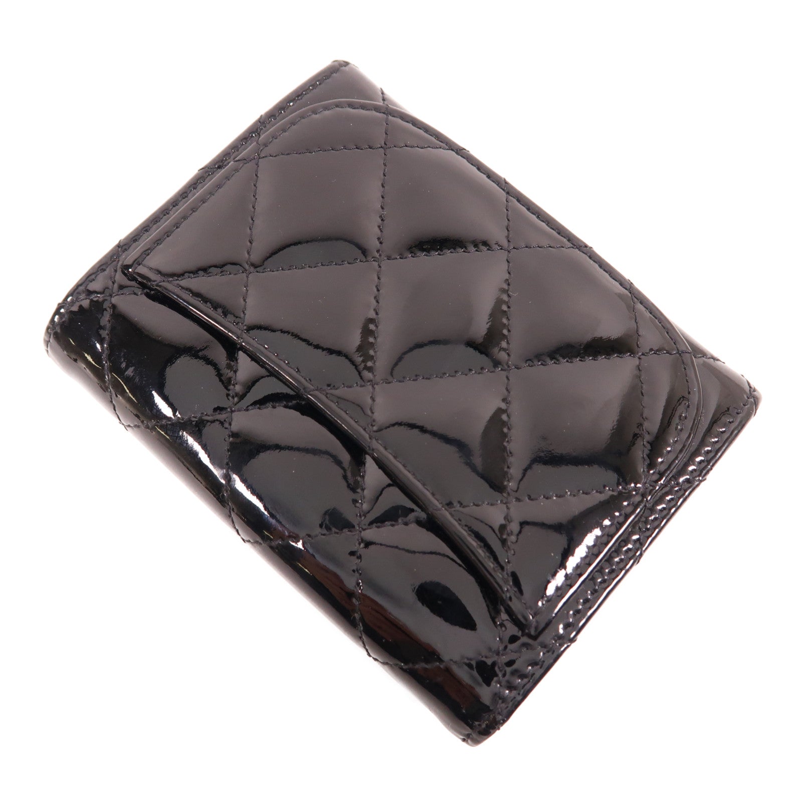 CHANEL 漆皮皮革Wallet銀扣錢包