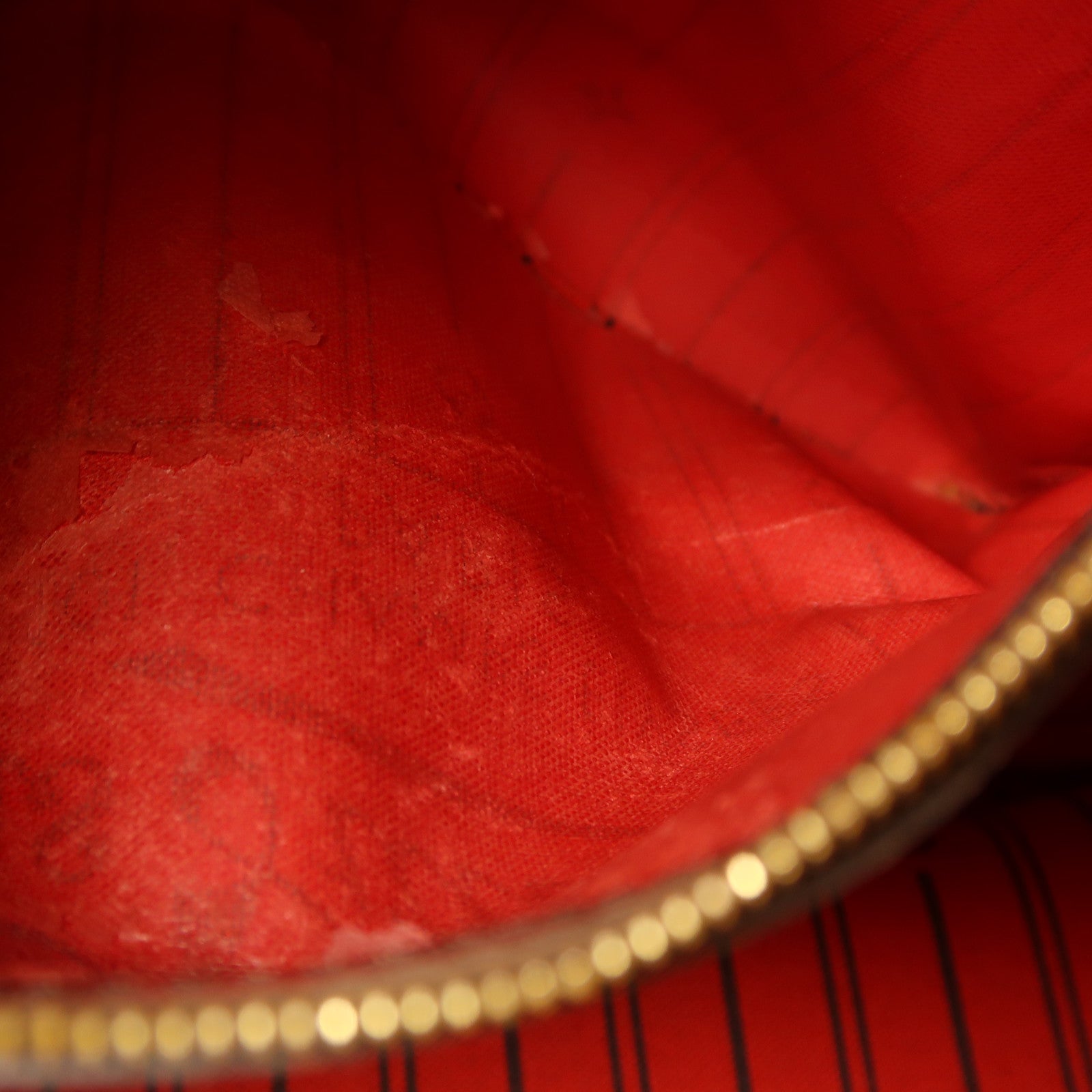 LOUIS VUITTON Damier Neverfull MM金扣手挽袋棕色