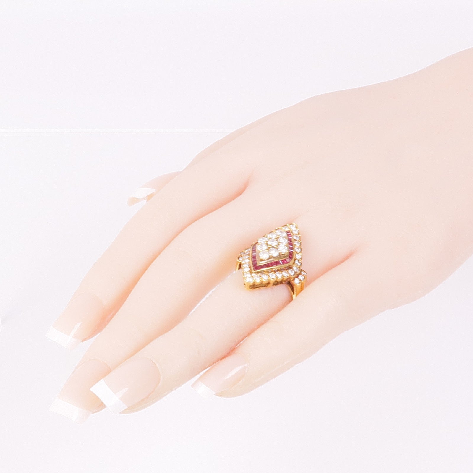 JEWELRY 18K黃金Ruby Diamond Ring紅寶石/鑽石戒指US#6.5