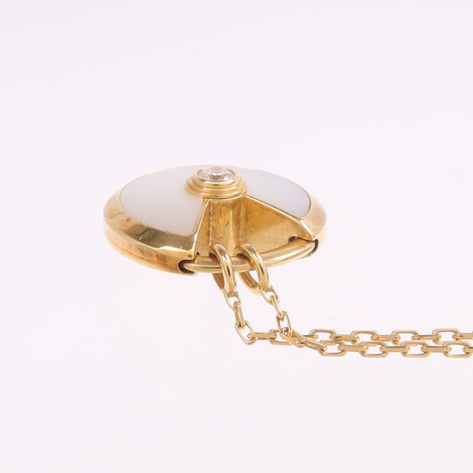 CARTIER 18K黃金Amulette de Cartier鑽石/珍珠母貝項鍊