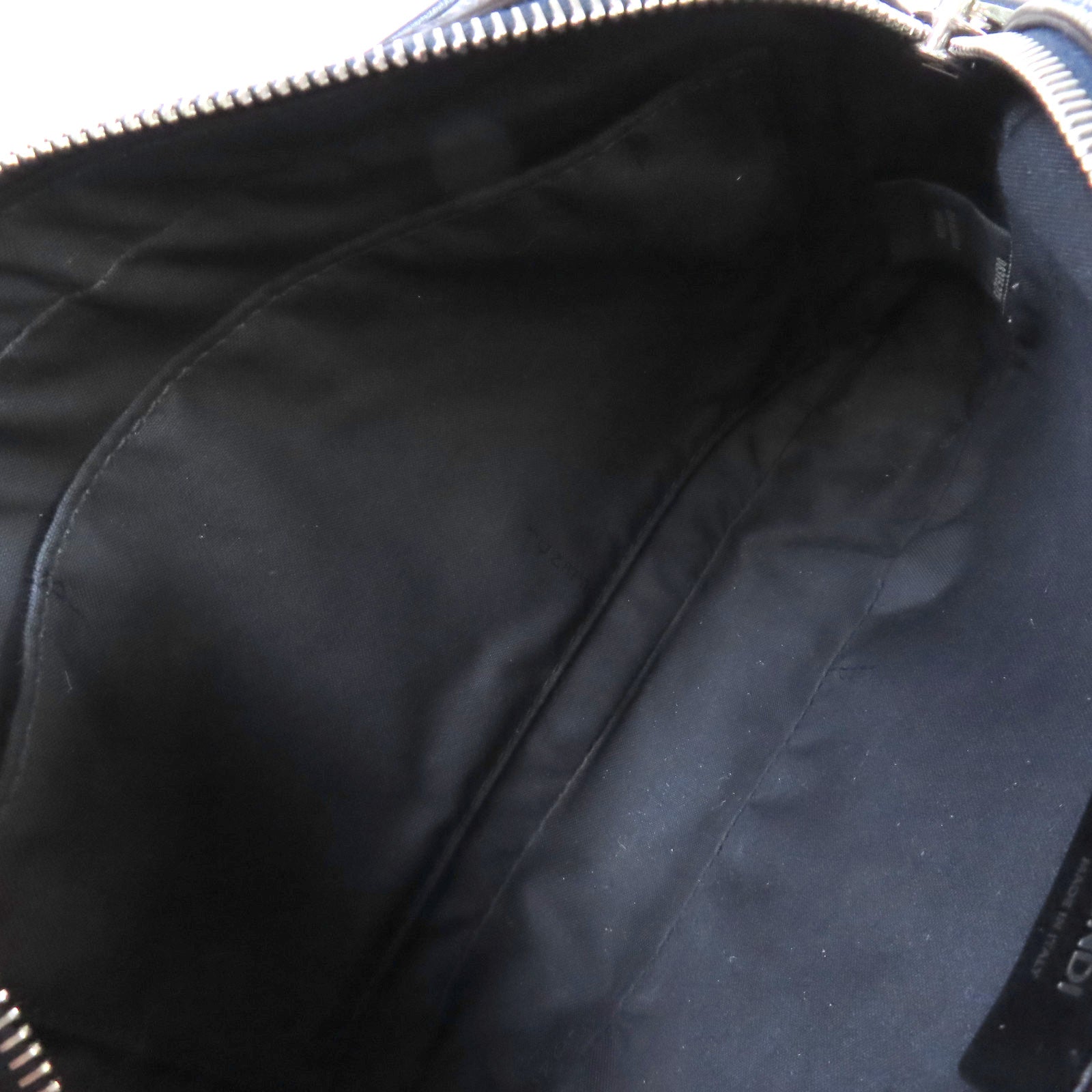 FENDI 塗層帆布Camera Shoulder Bag銀扣肩背袋碳灰色/藍色