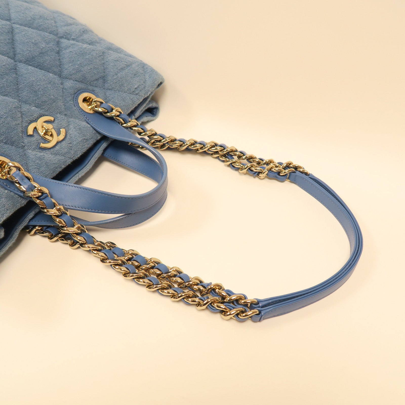 CHANEL **【激減優惠】菱格帆布Chain Shoulder Bag金扣手挽肩背兩用袋藍色