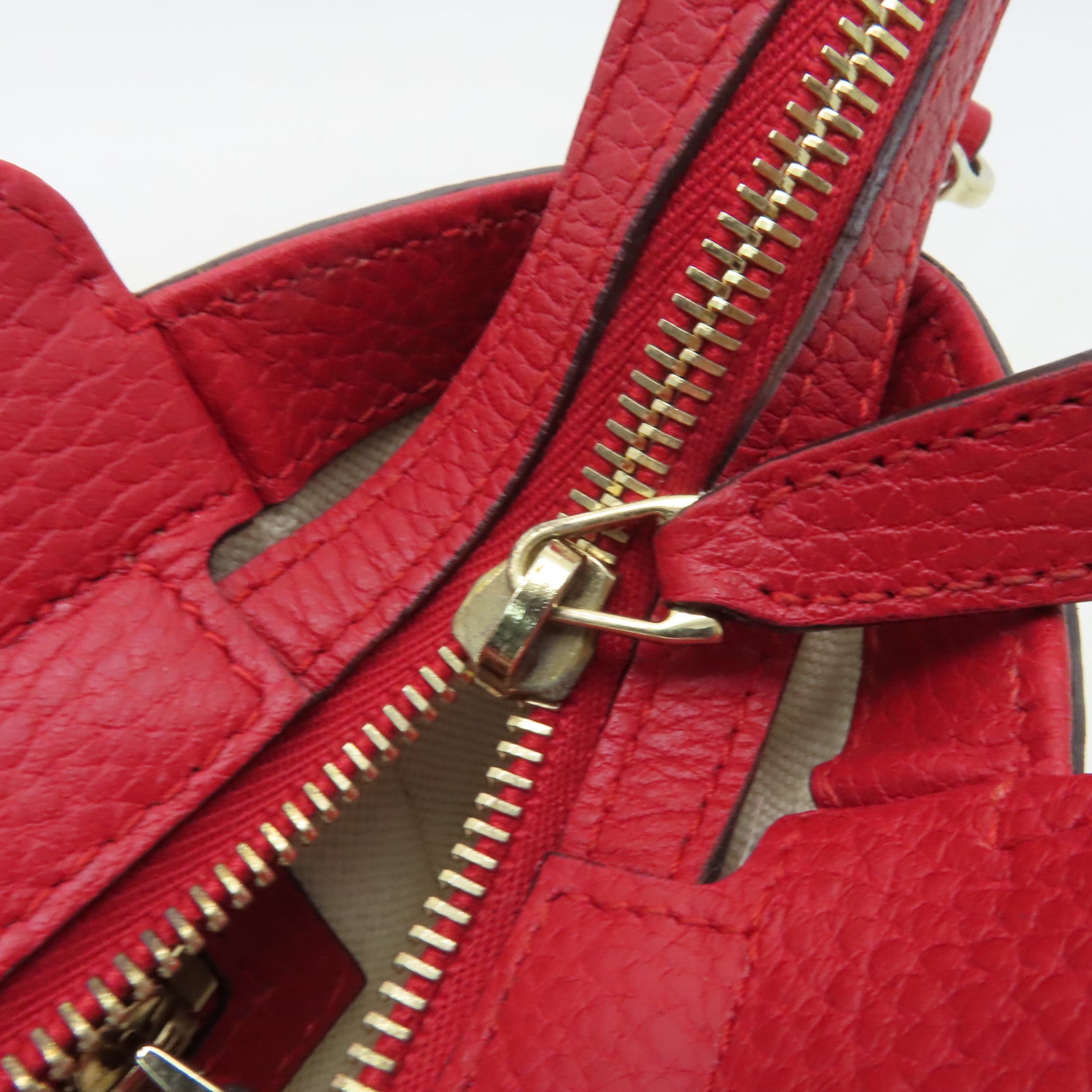 GUCCI 【清倉大減價】牛皮皮革2 Way Shoulder金扣手挽肩背兩用袋紅色