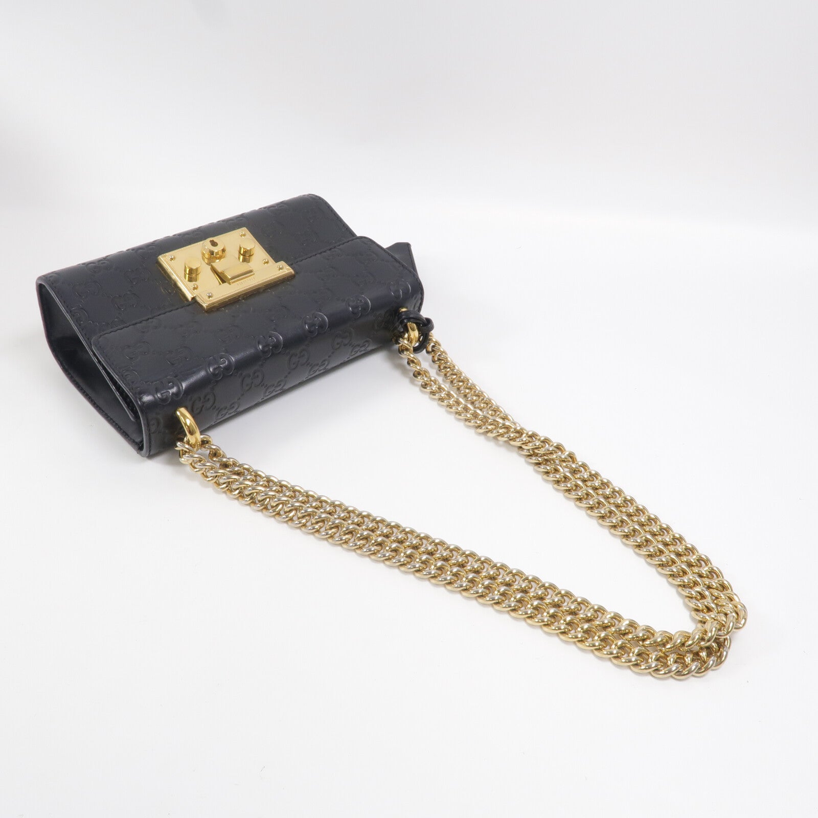 GUCCI 牛皮皮革Padlock金扣鏈帶肩背袋
