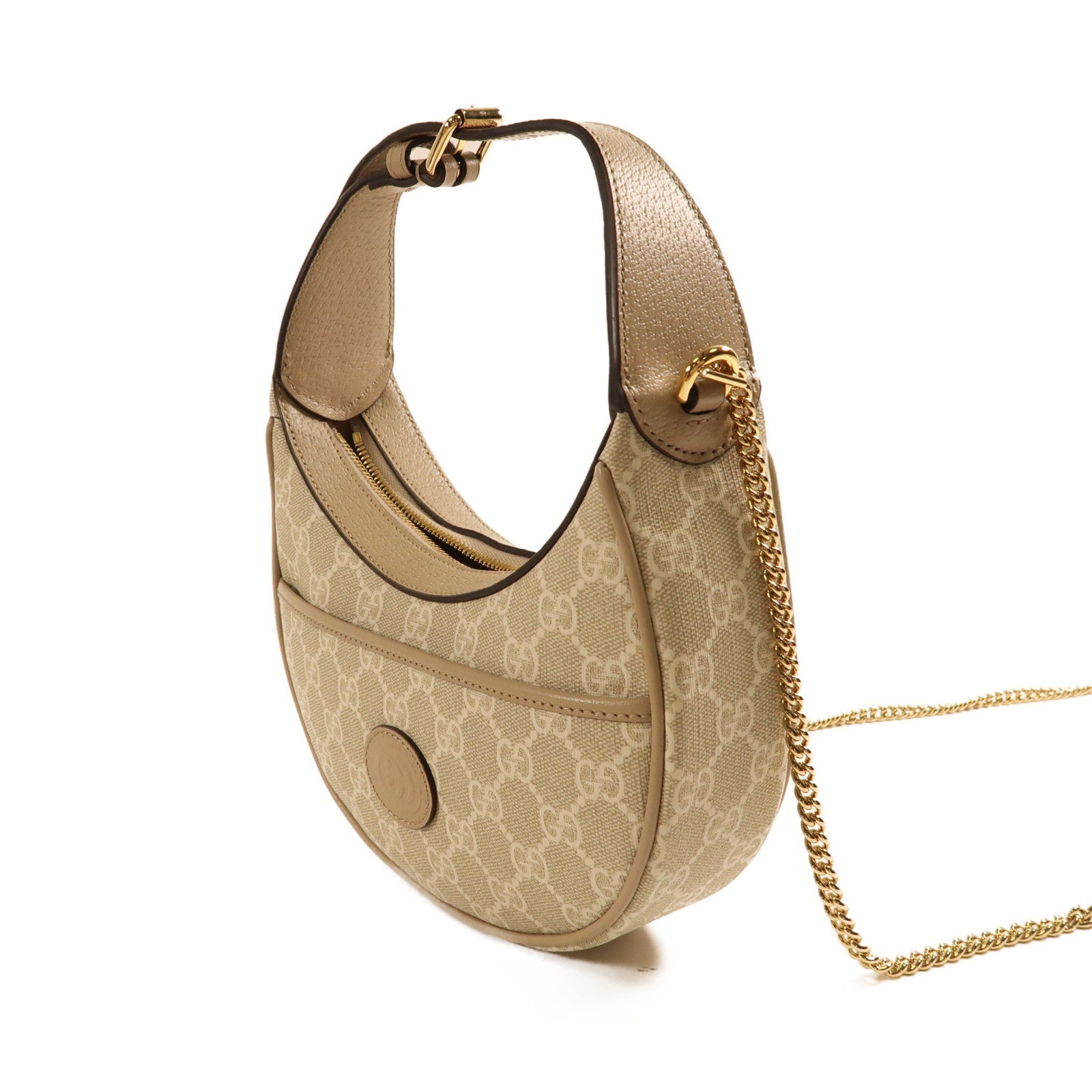 GUCCI 帆布2 Way Shoulder金扣鏈帶手挽肩背兩用袋