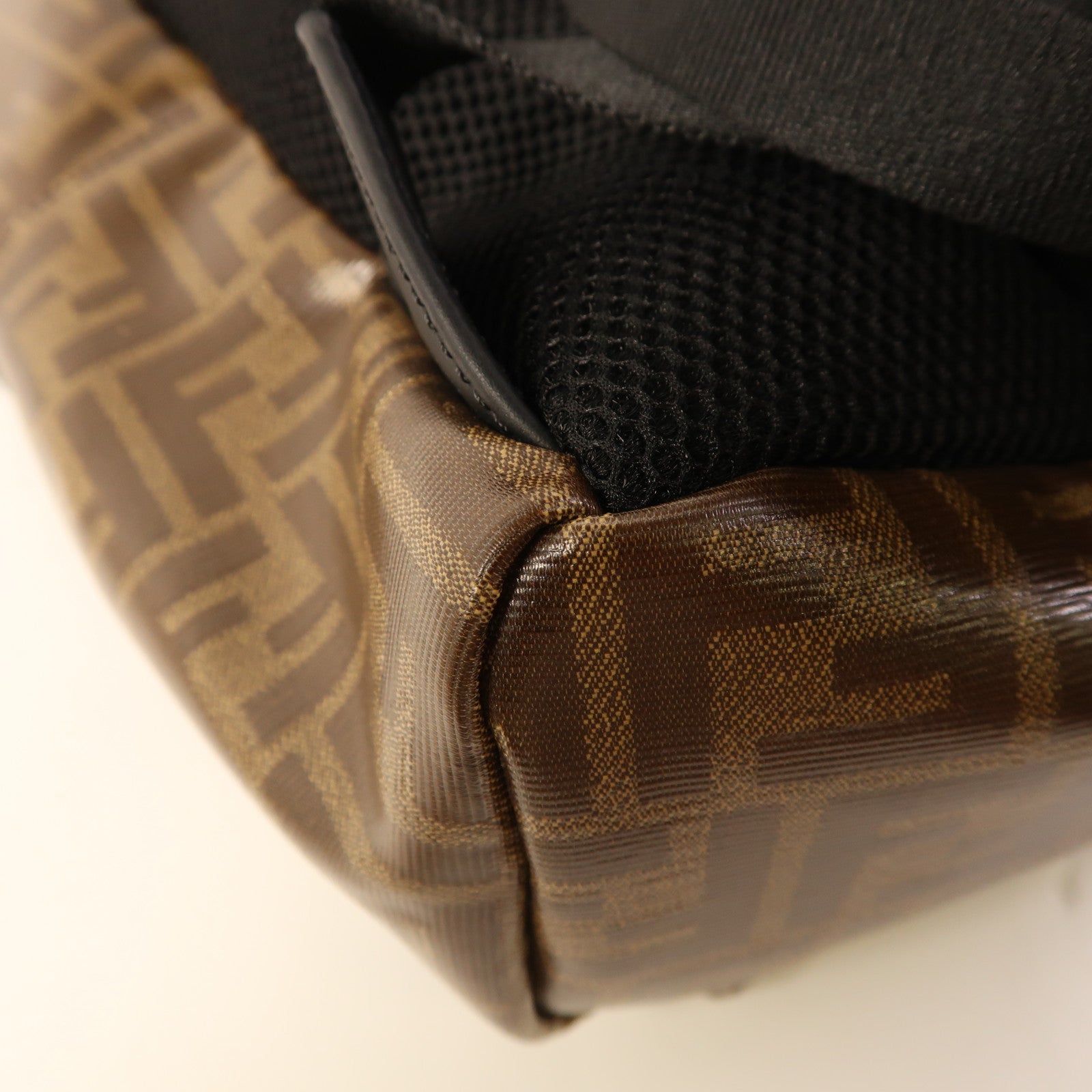 FENDI 塗層帆布Backpack銀扣背包