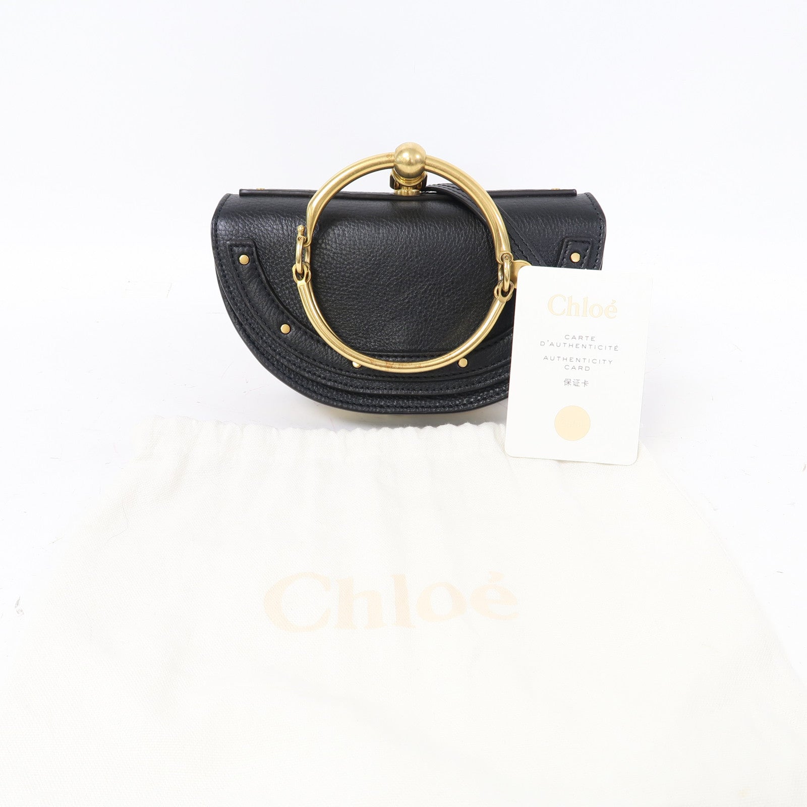 Chloe 牛皮皮革Nile Bracelet Bag金扣手挽肩背兩用袋黑色