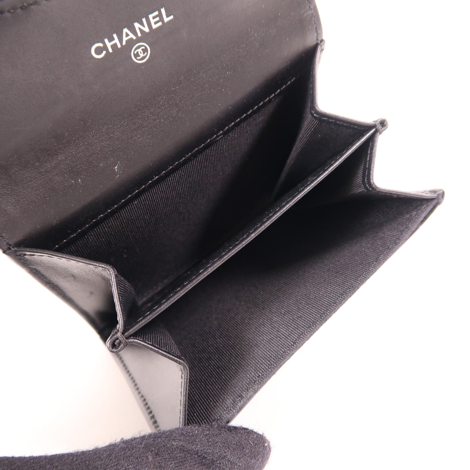 CHANEL 漆皮皮革Wallet銀扣錢包