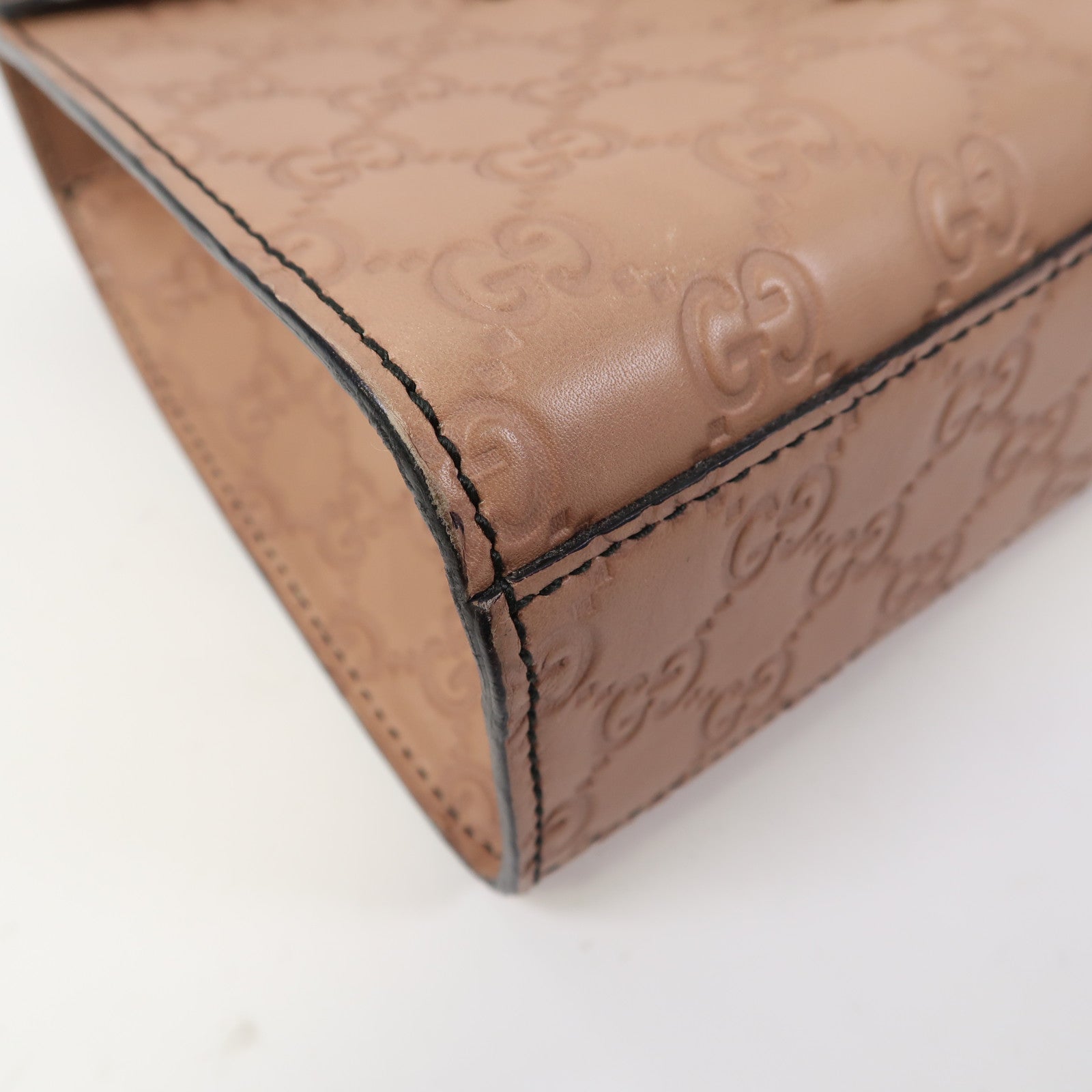 GUCCI 牛皮皮革Shoulder Bag金扣鏈帶肩背袋粉紅色