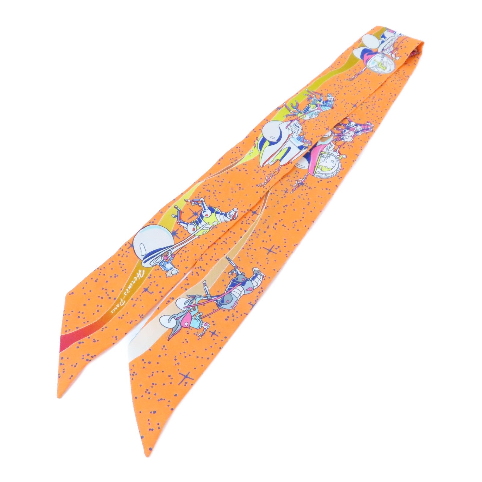 HERMES 【激減優惠】絲質Twilly Scarf絲巾橙色
