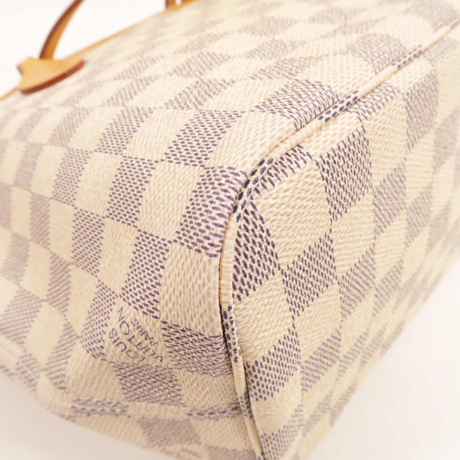 LOUIS VUITTON Damier Azur Neverfull PM金扣手挽袋