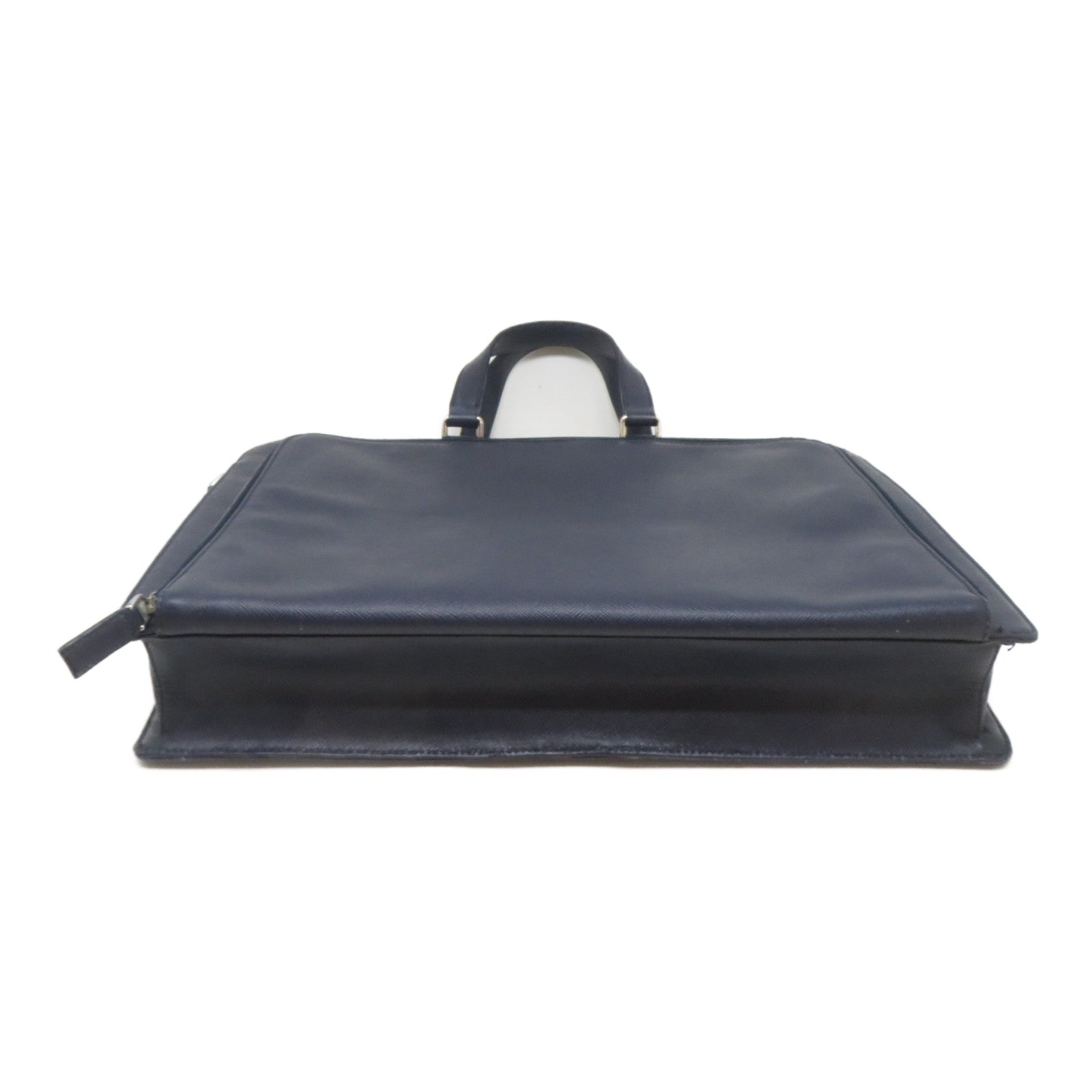 PRADA Saffiano皮革Briefcase銀扣手挽袋/公事包藍色
