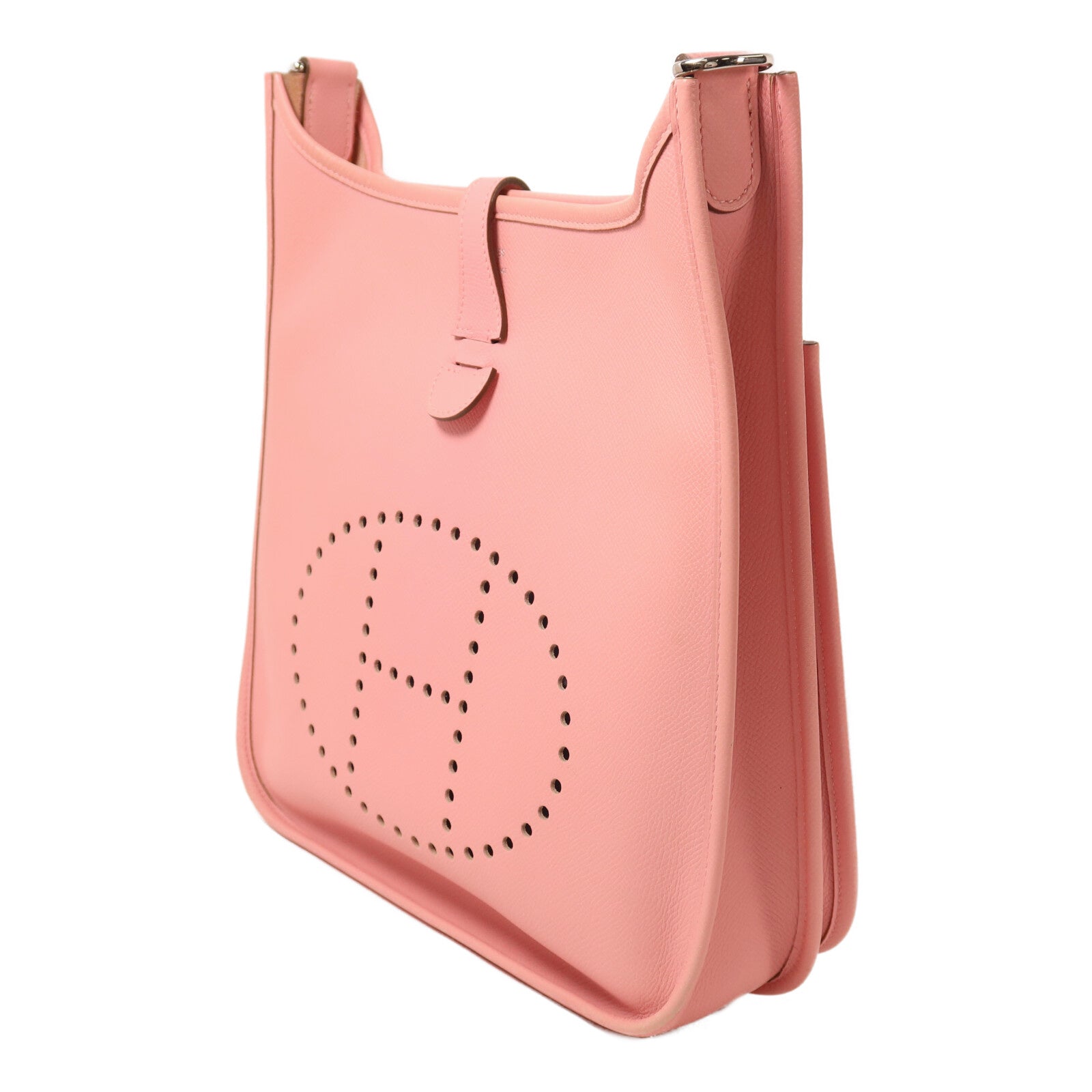 HERMES Epsom皮革Evelyne PM 肩背袋Rose Confetti