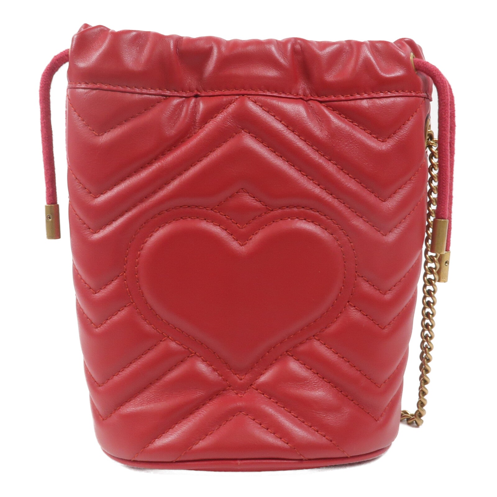 GUCCI 牛皮皮革GG Marmont Mini Bucket鏈帶肩背袋