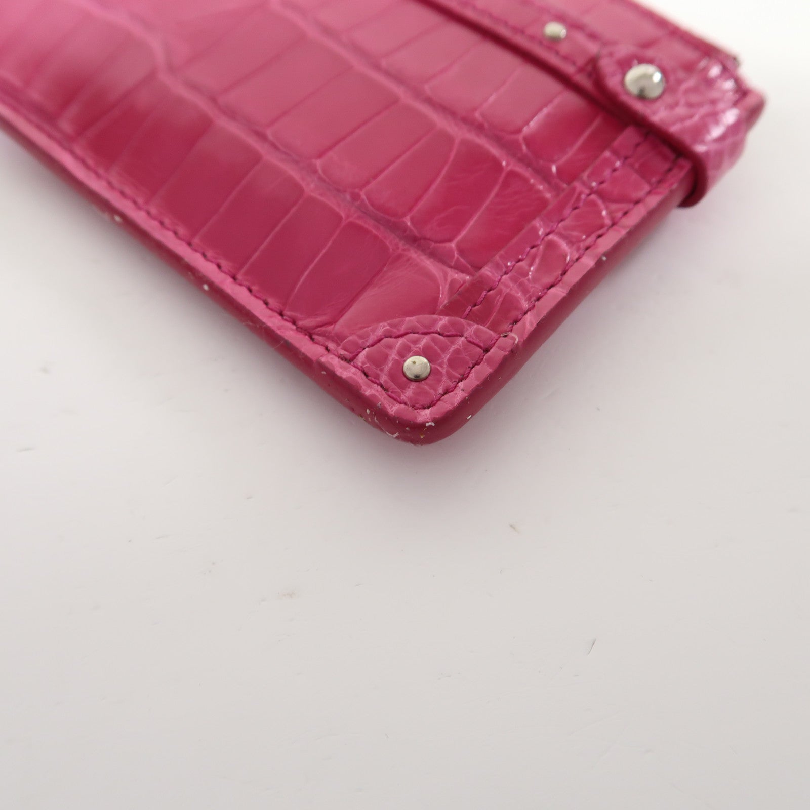 LOUIS VUITTON 鱷魚皮革Coin Case銀扣零錢包玫瑰色