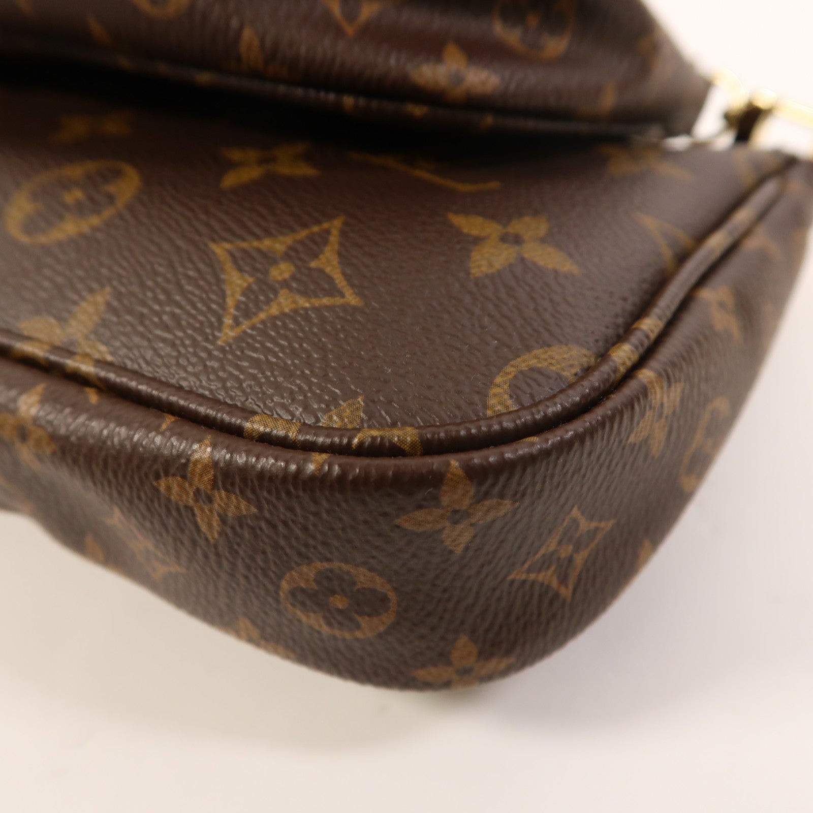LOUIS VUITTON Monogram Multi Pochette Accessoires金扣手挽肩背兩用袋棕色